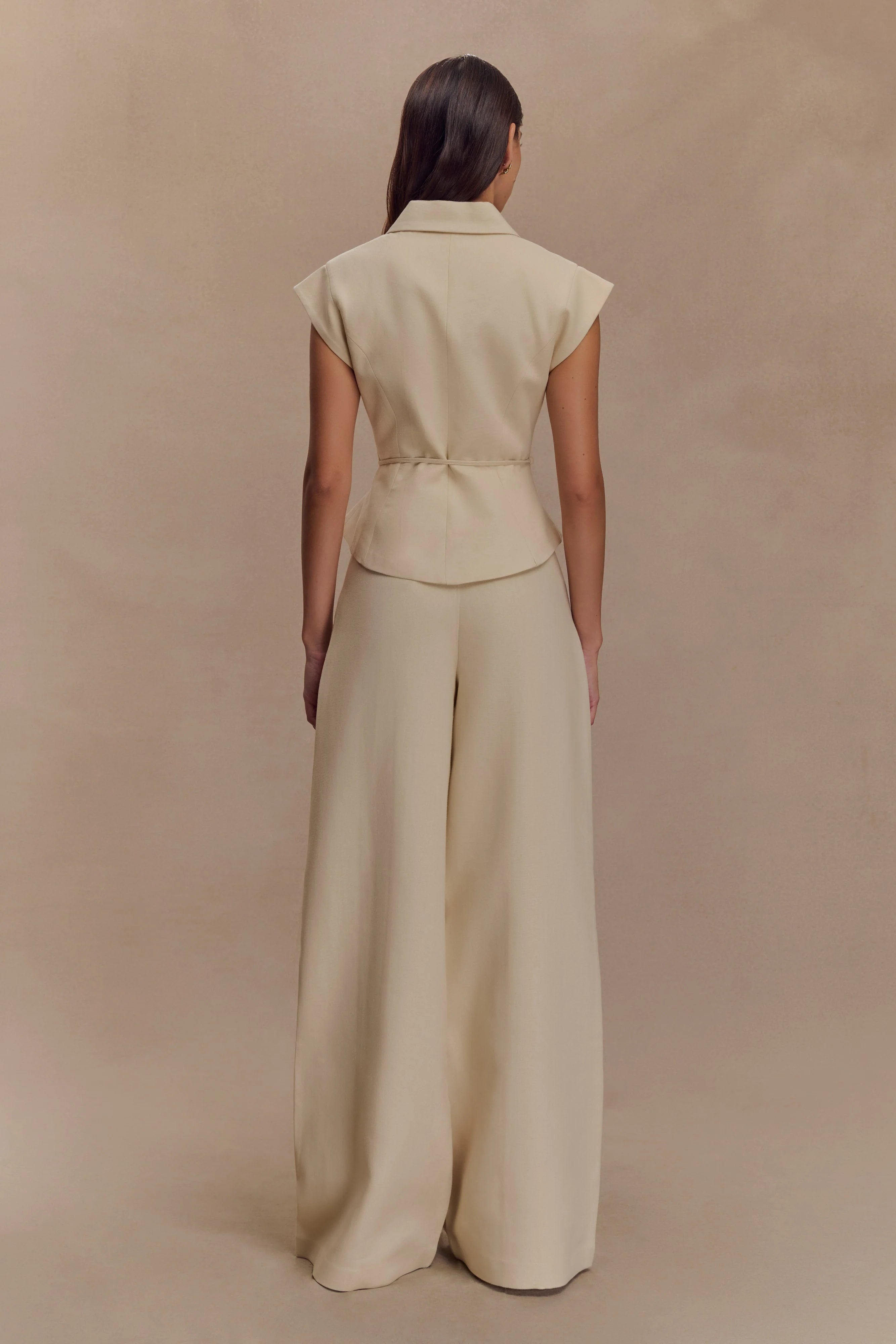 Andina Shortsleeve Linen Top - Natural Beige