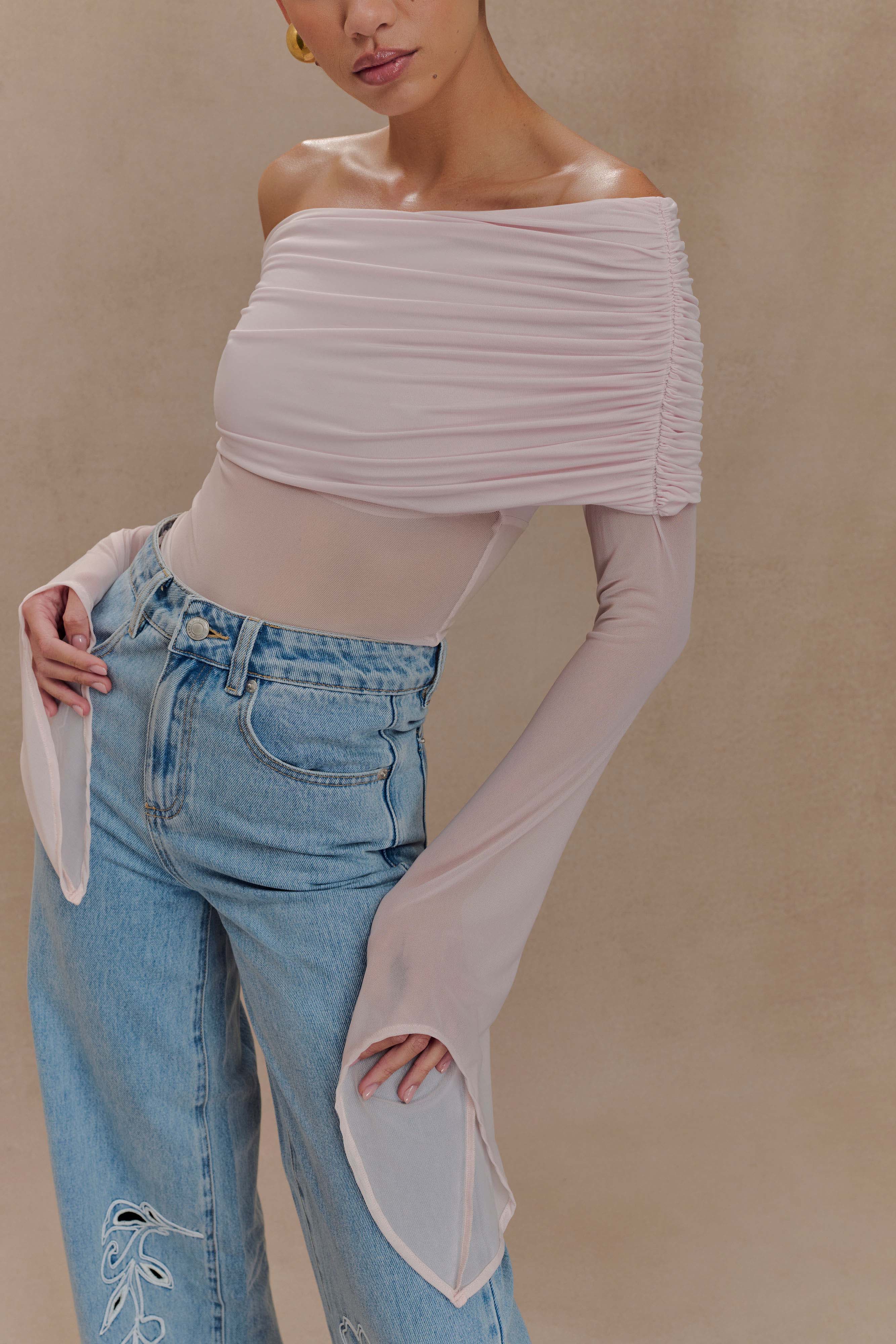Dahlia One Shoulder Top - Pale Pink