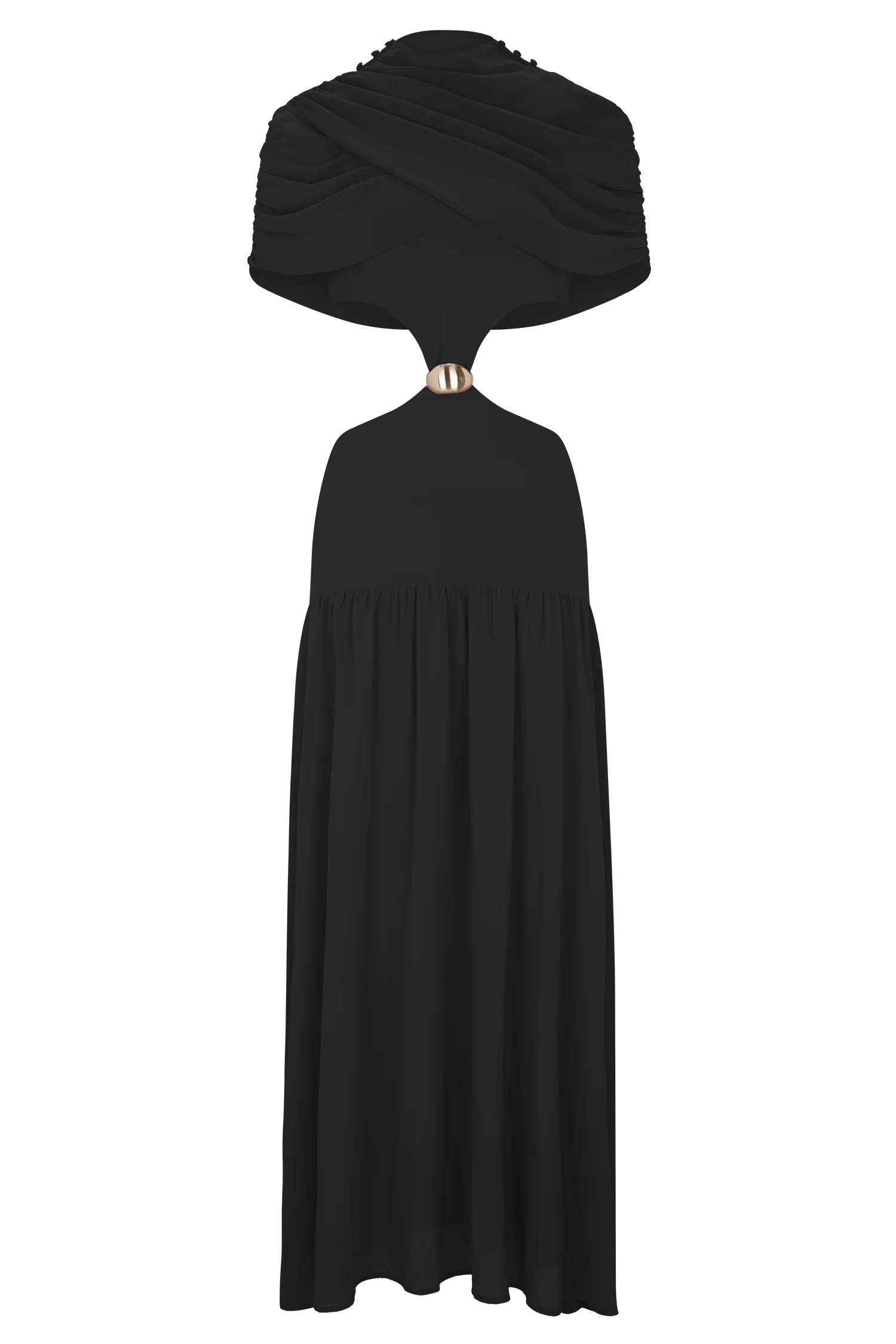 Georgina Chiffon Midi Dress - Black