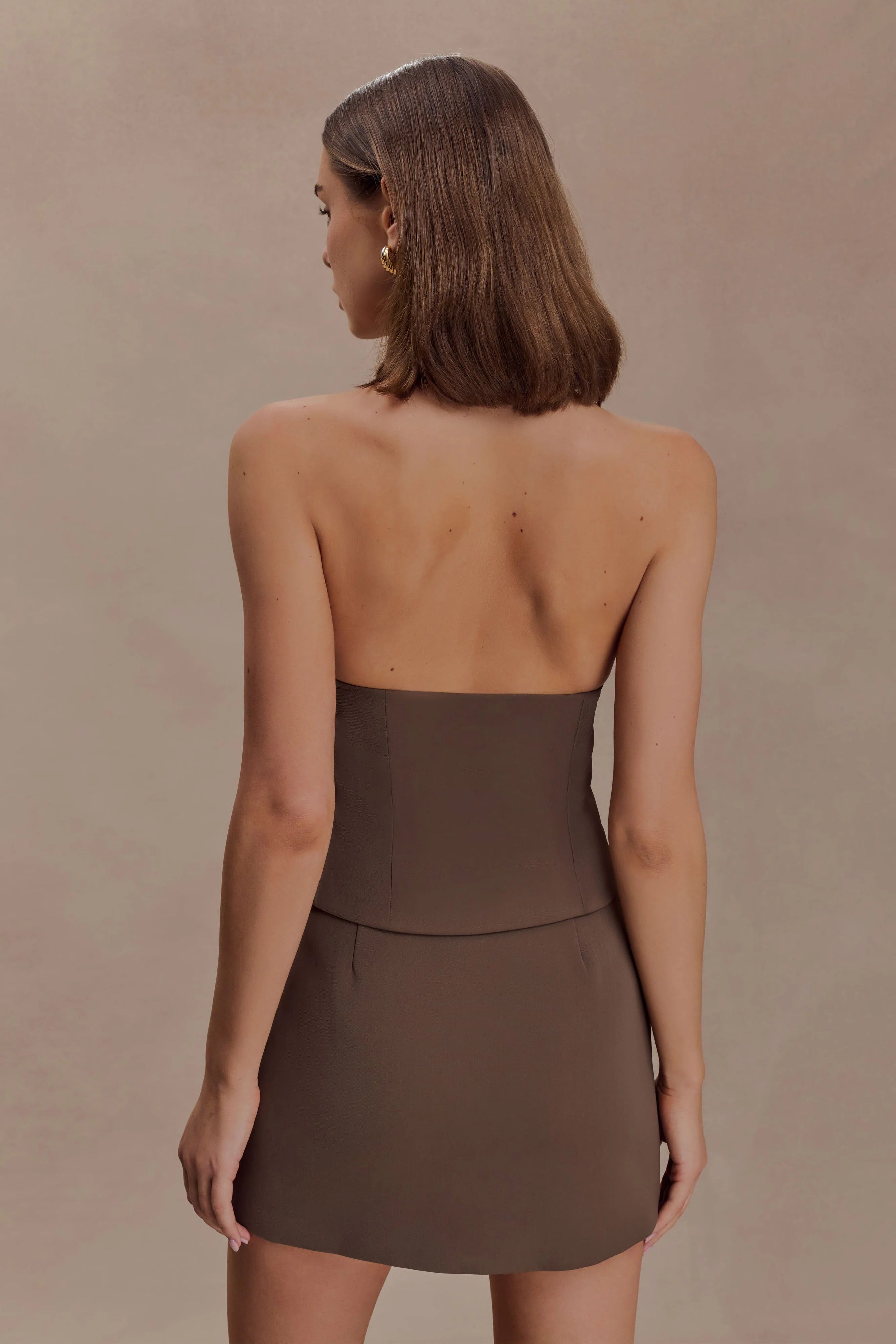 Marina Halter Top With Hardware - Cacao Brown