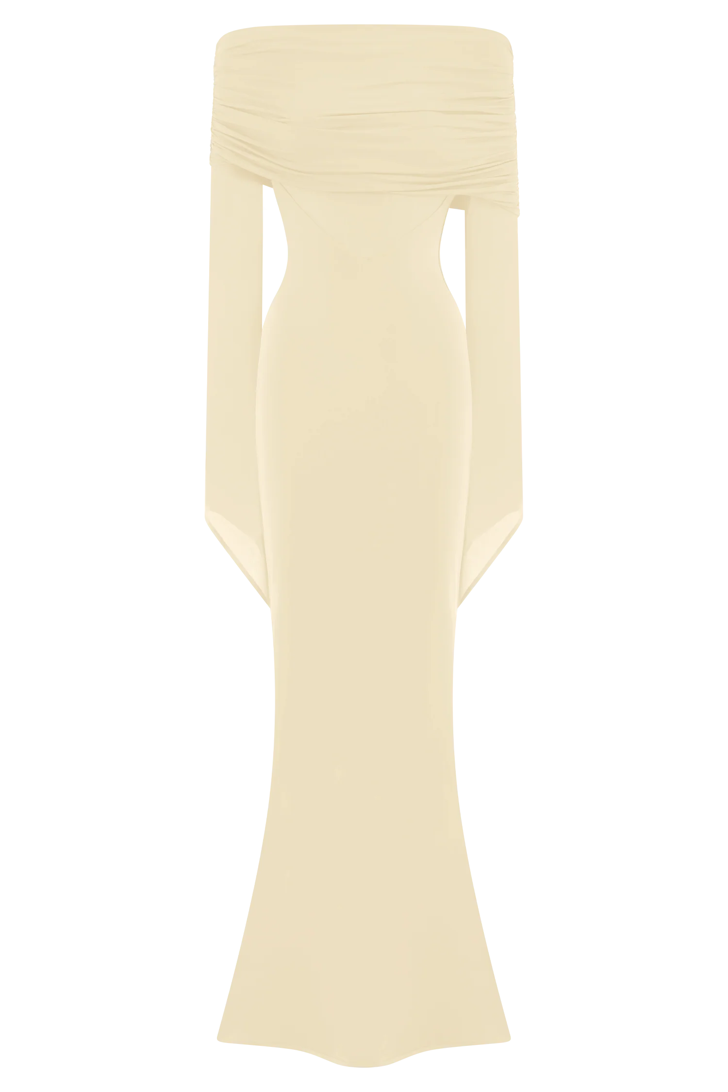 Kaitlin One Shoulder Slinky And Mesh Maxi Dress - Ivory