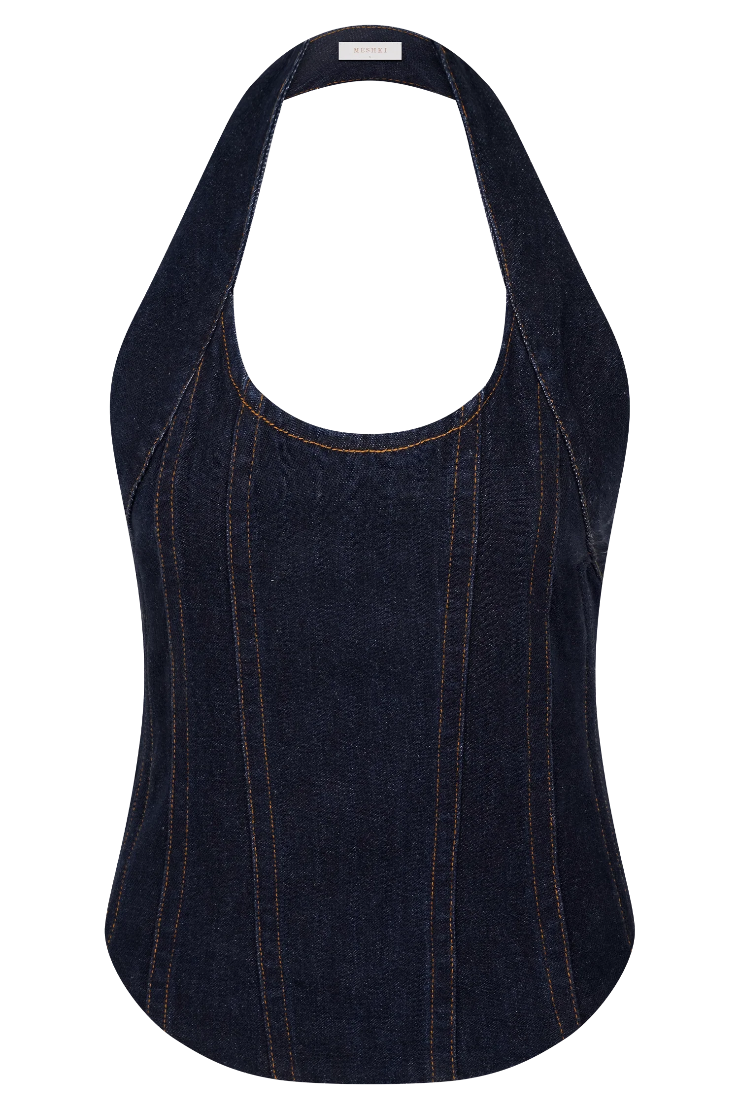 Meadow Denim Corset Halter Top - Indigo Blue