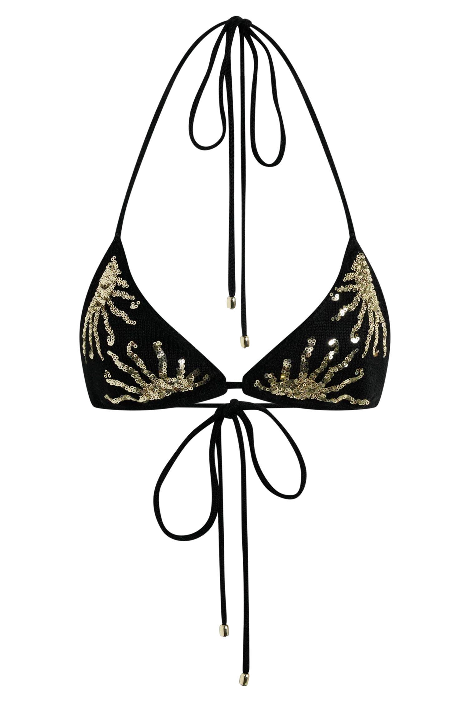 Huntleigh Crochet Bikini Top - Black & Gold Sunshine Print