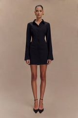 Dorian Fitted Shirt Mini Dress - Black