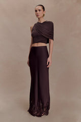 Adrienne One Shoulder Slinky Top - Chocolate