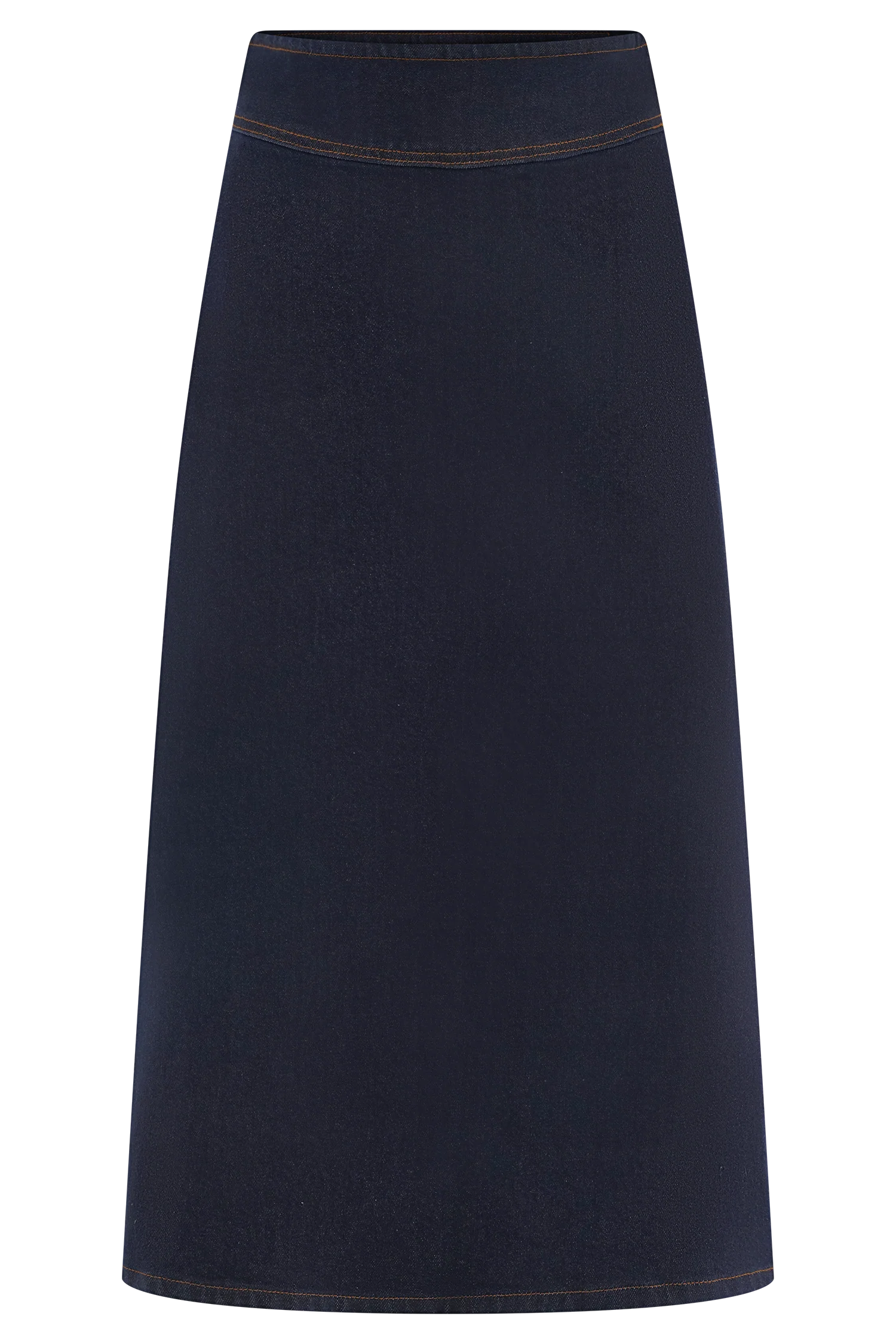 Cecilia Denim A-Line Midi Skirt - Indigo Blue