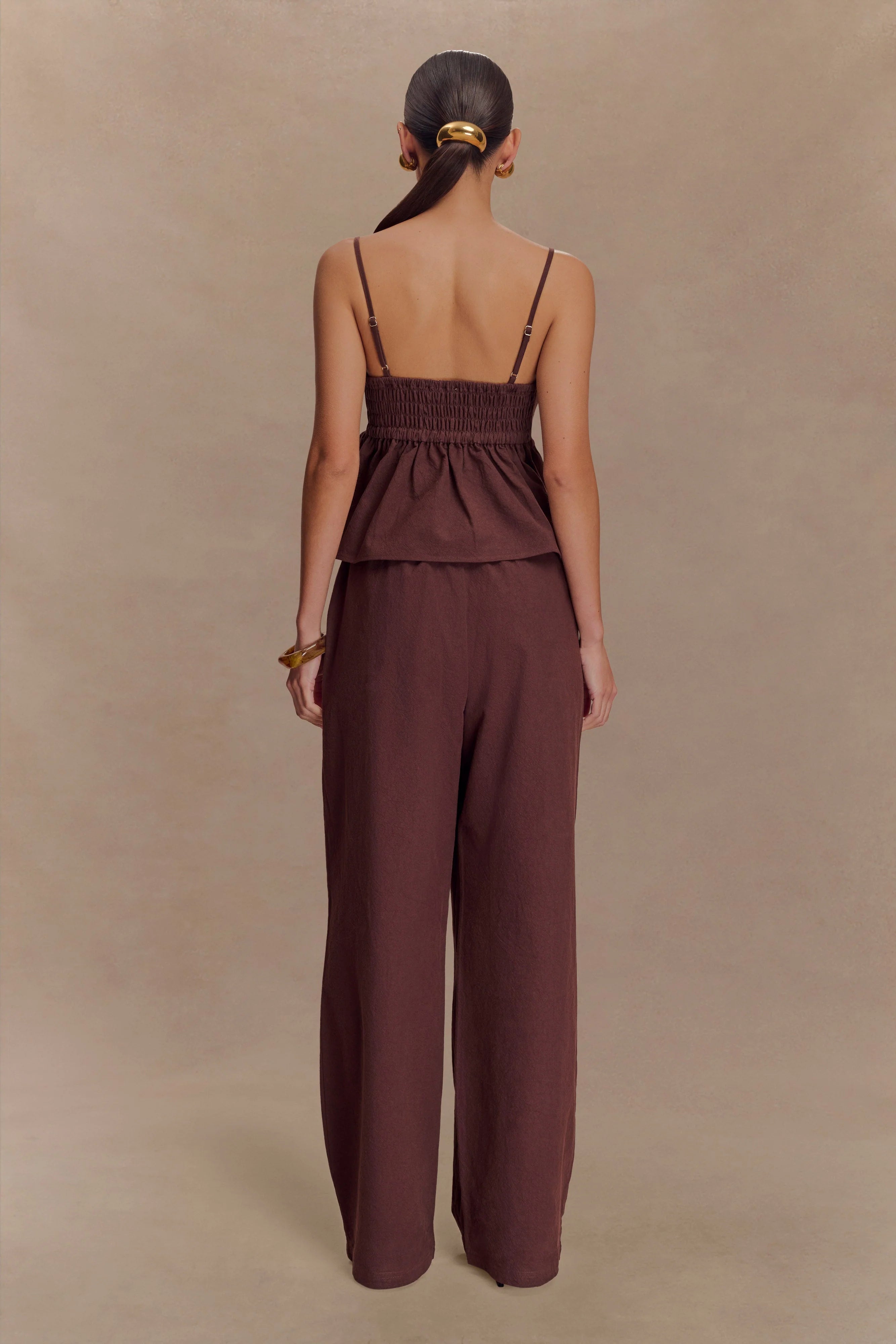 Janayia Cotton Beaded Top - Dark Espresso