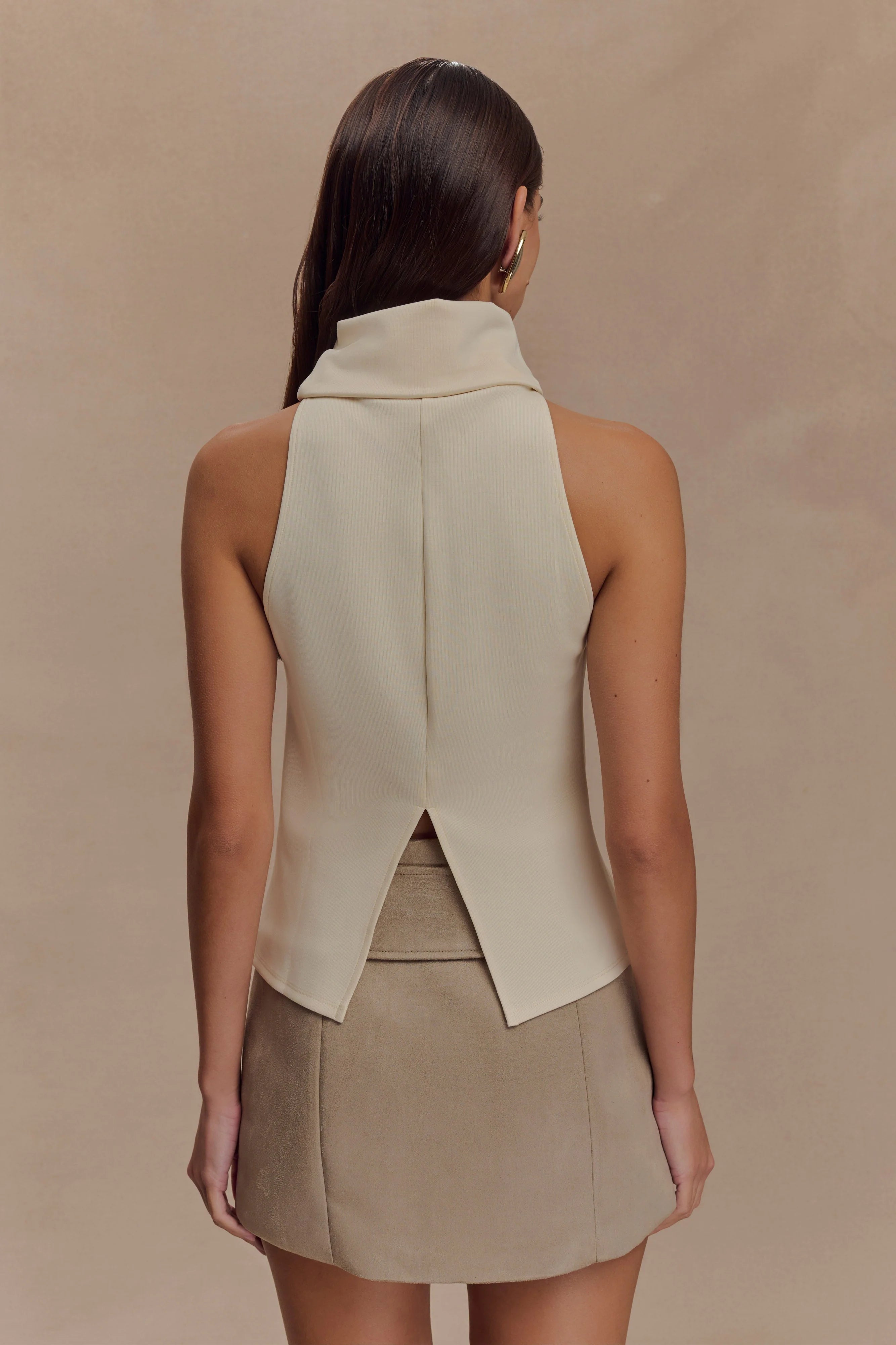 Birdie High Neck Sleeveless Top - Ivory