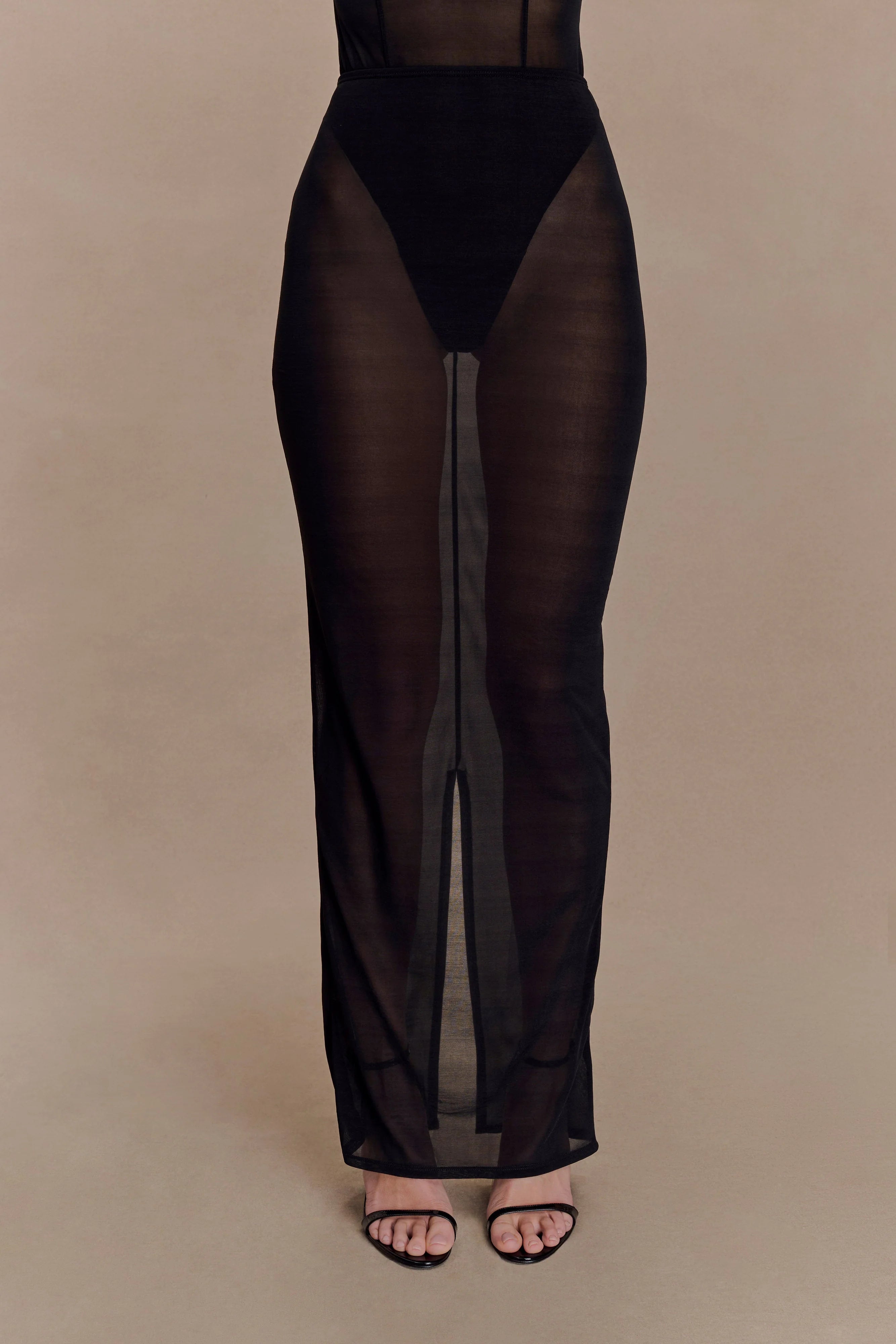 Aoife Mesh Maxi Skirt - Black