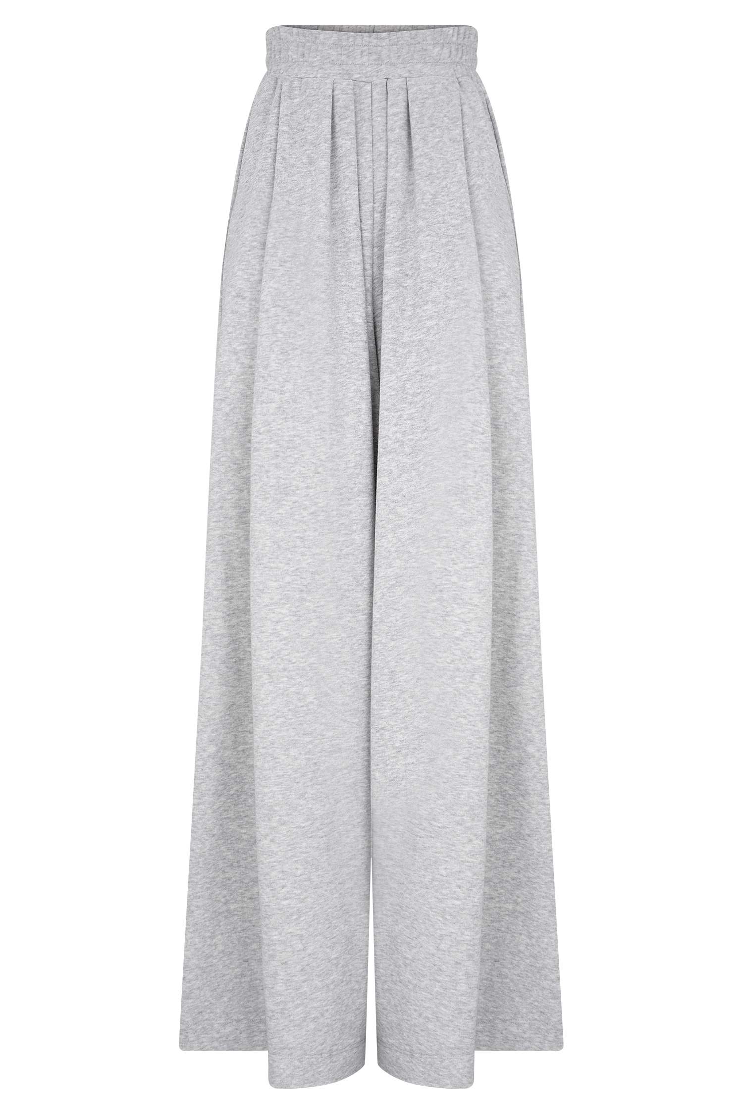 Aspen Gathered Wide Leg Jogger - Light Grey Marle