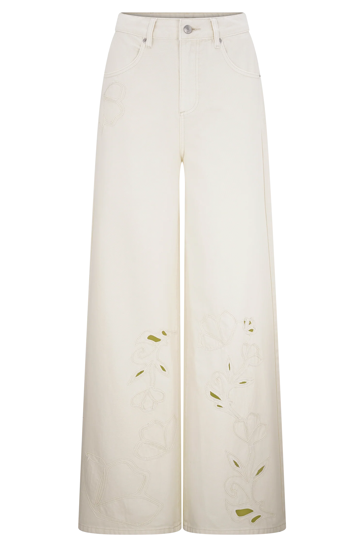 Carmella Embroided Jeans - Ecru