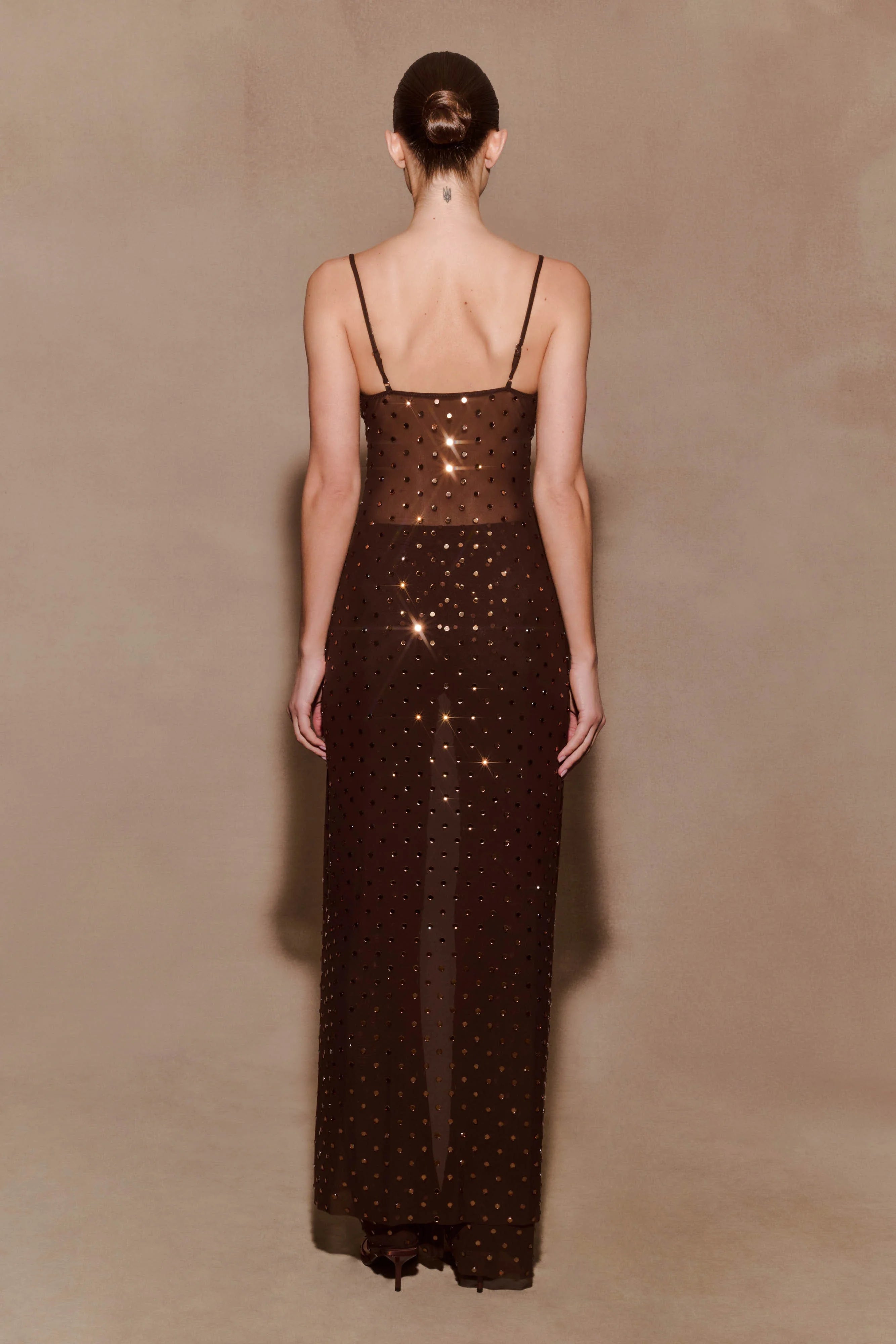 Jackie Longline Diamante Top - Chocolate