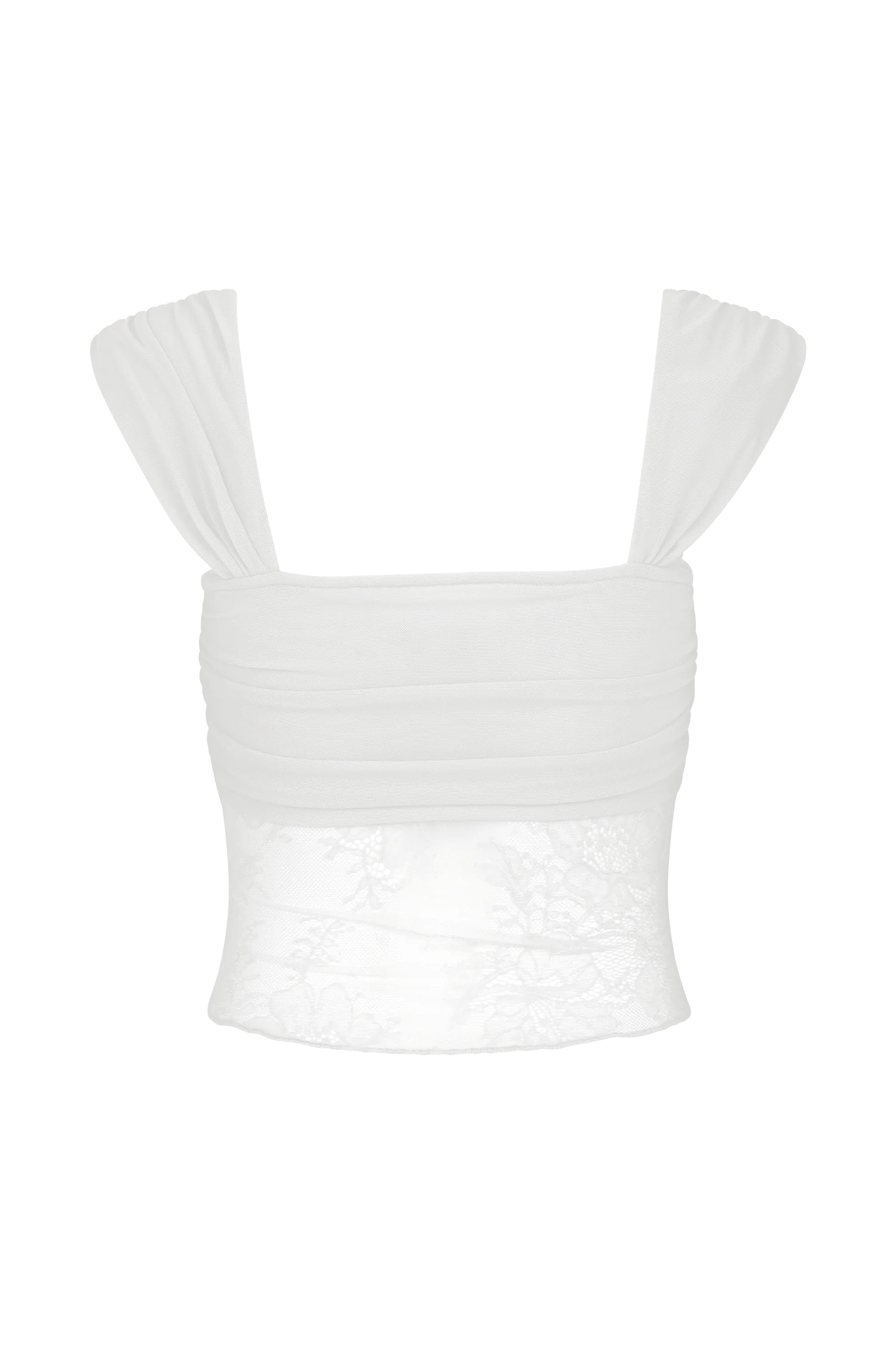 Guinevere Lace And Mesh Top - Ivory