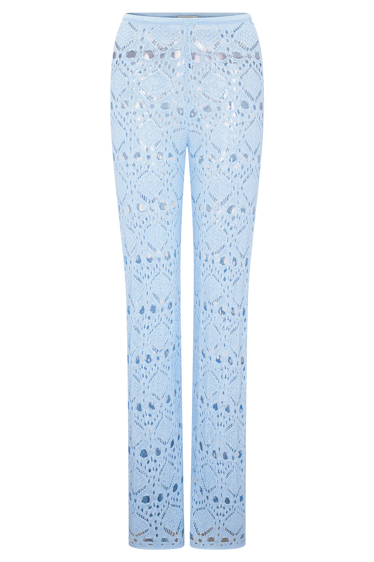 Trena Crochet Knit Pants - Sky Blue