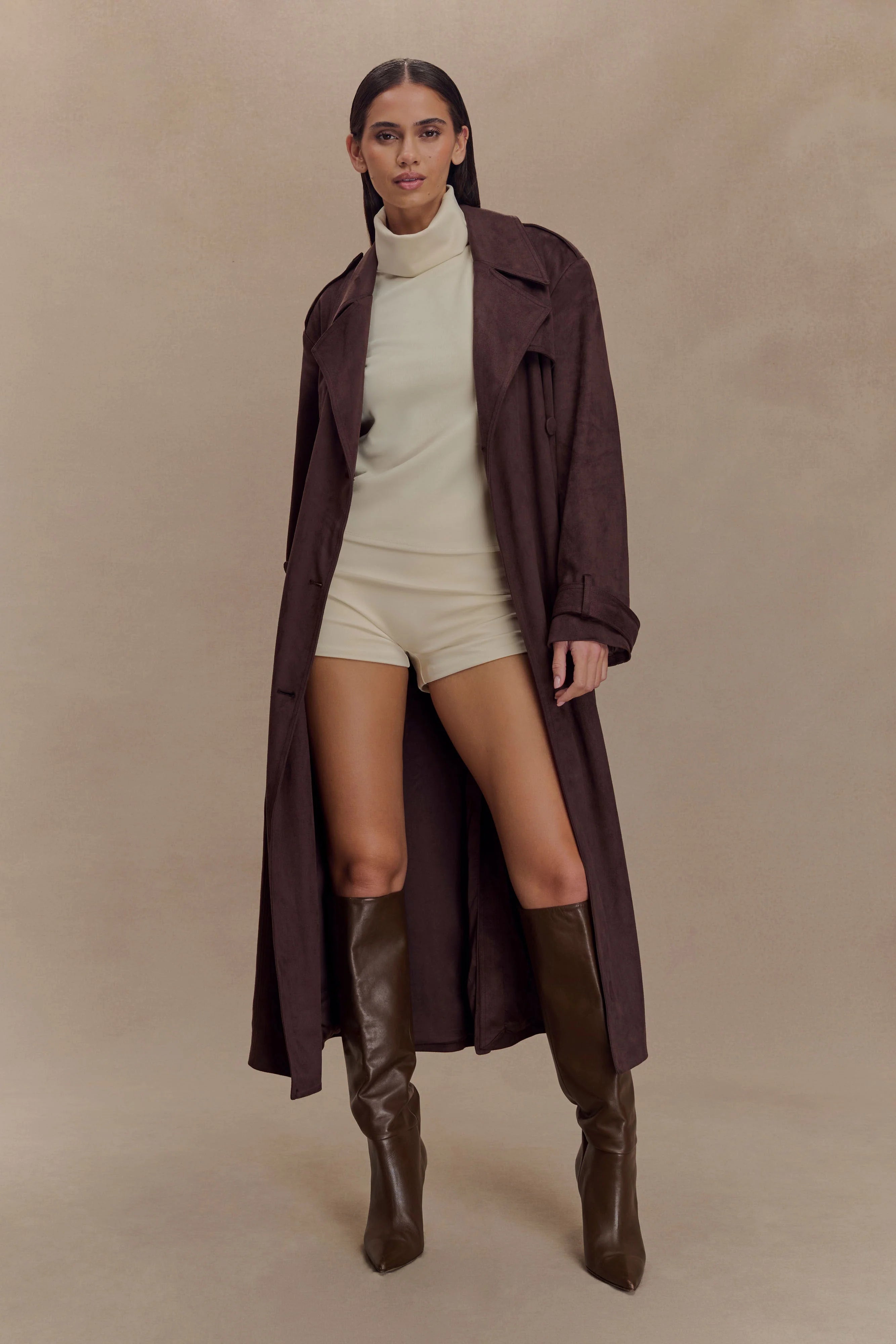 Marc Faux Suede Coat - Cocoa Chocolate