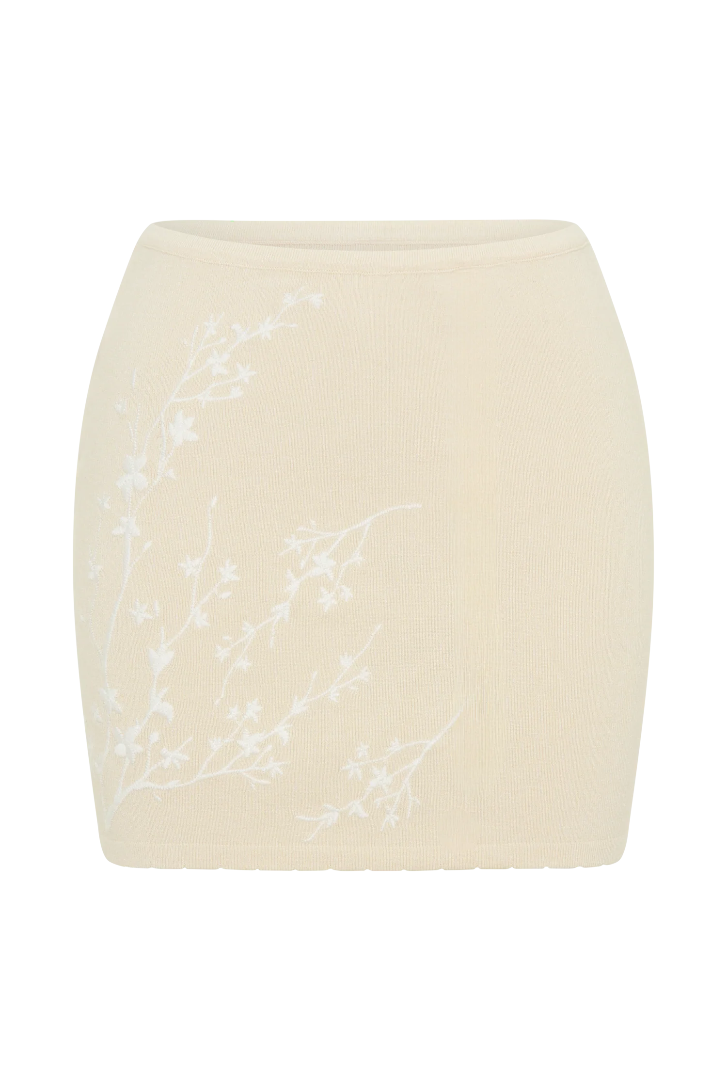 Monroe Embroidered Knit Mini Skirt - Cream And Ivory