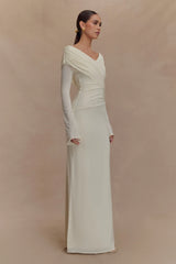 Therese Off Shoulder Ruched Maxi Dress - Ivory