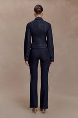 Cierra Cinched Jacket Top - Washed Indigo Blue