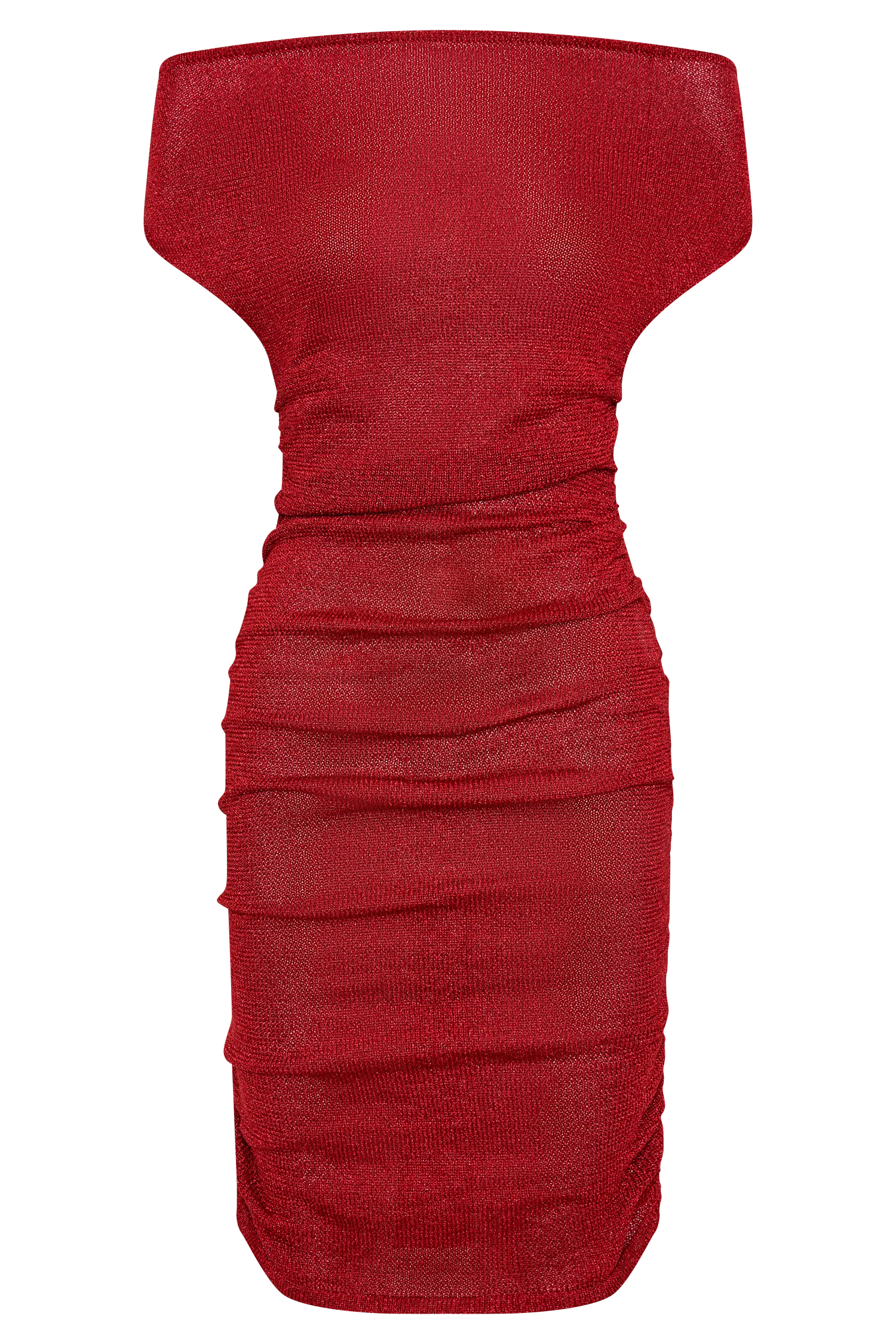 Pasha Off Shoulder Knit Mini Dress - Red