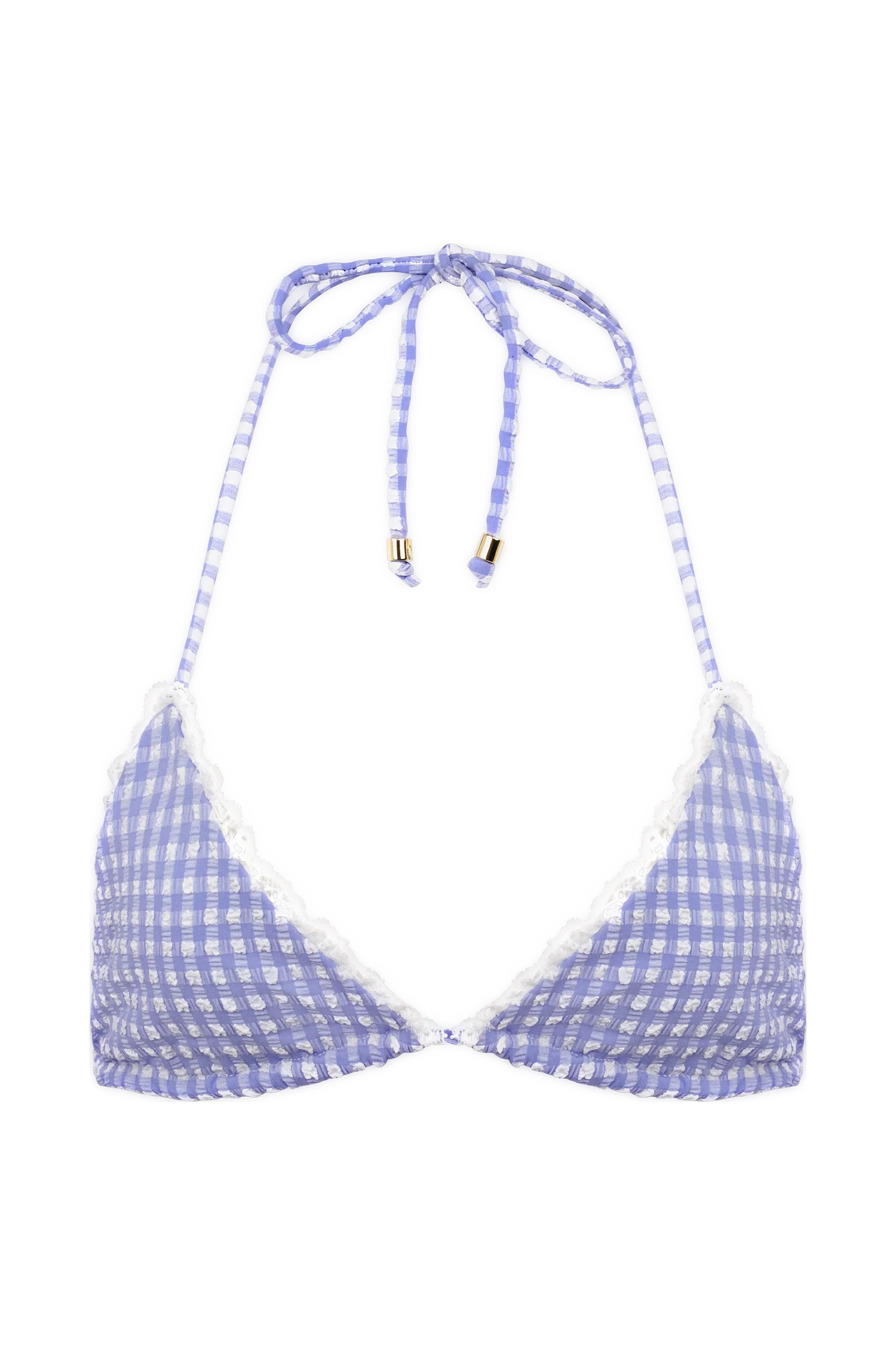 Persephone Gingham Triangle Bikini Top - Lilac