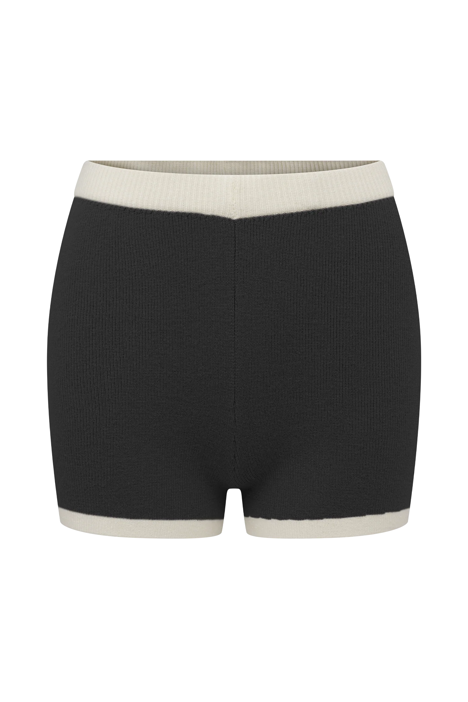 Julianne Contrast Knit Shorts - Black/White