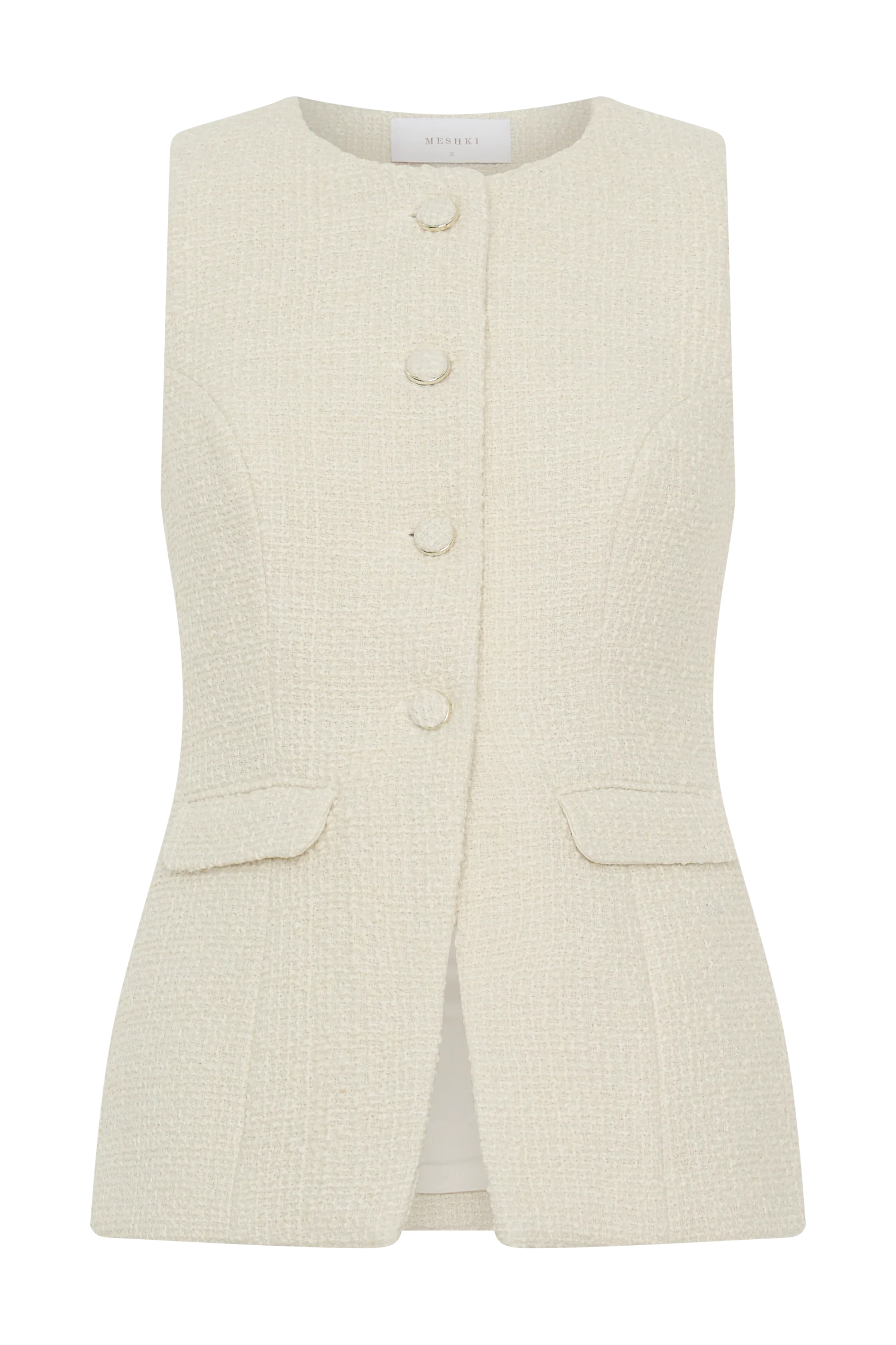 Camilla Boucle Sleeveless Vest - Ivory