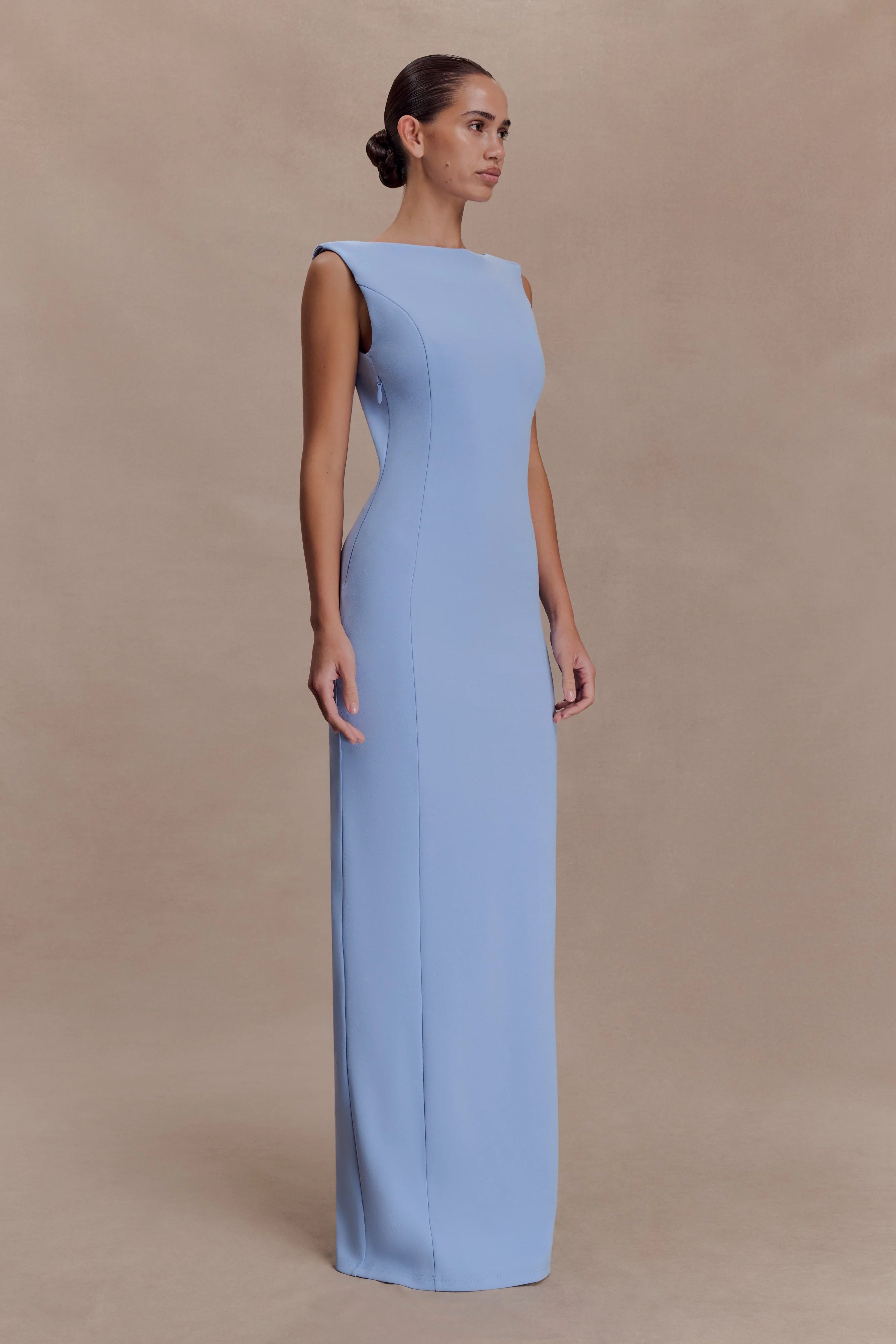 Galilea Crepe Draped Maxi Dress - Cornflower Blue