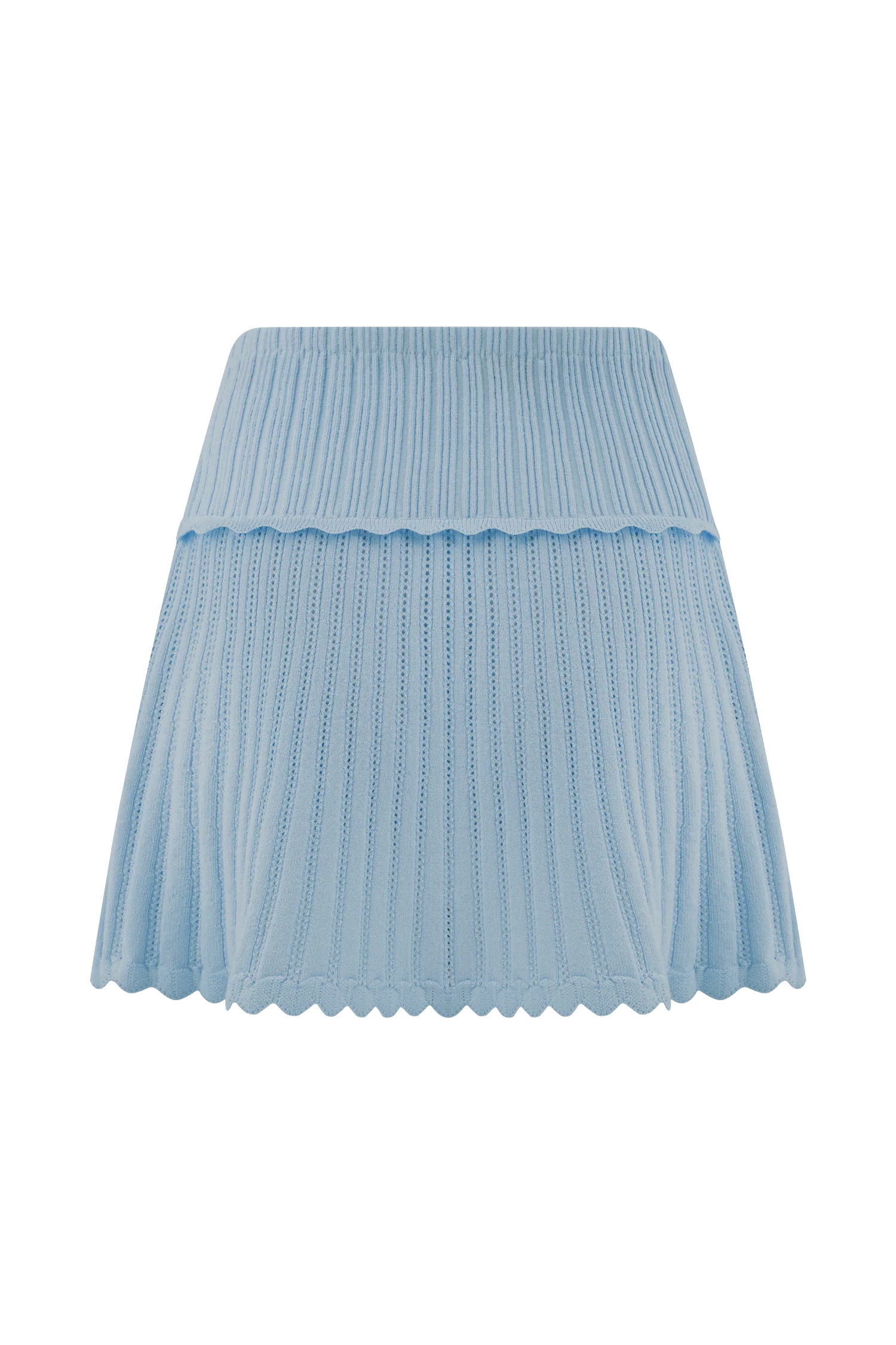 Indy Pointelle Knit Mini Skirt - Cornflower Blue