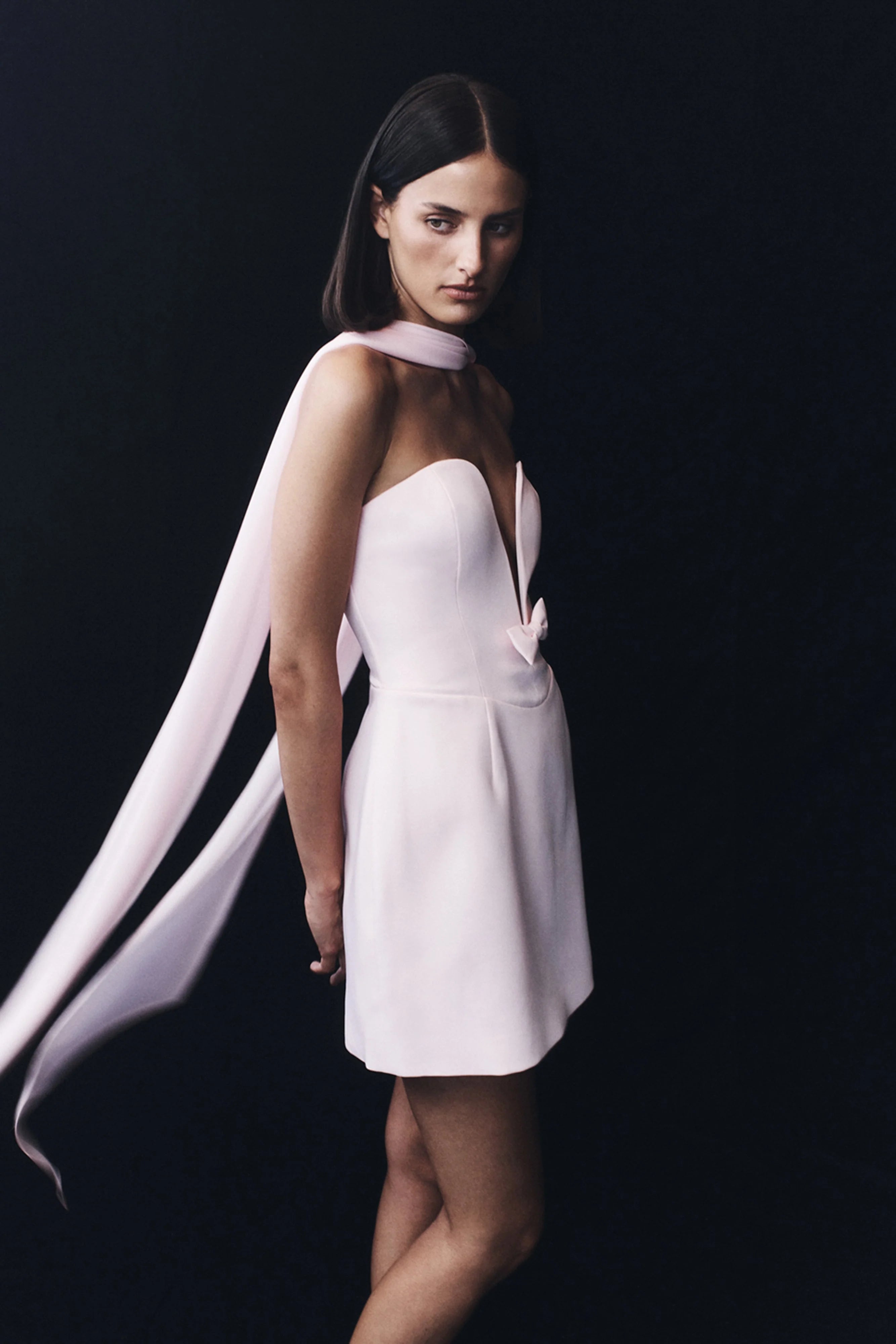 Orellia Strapless Suiting Mini Dress - Soft Pink
