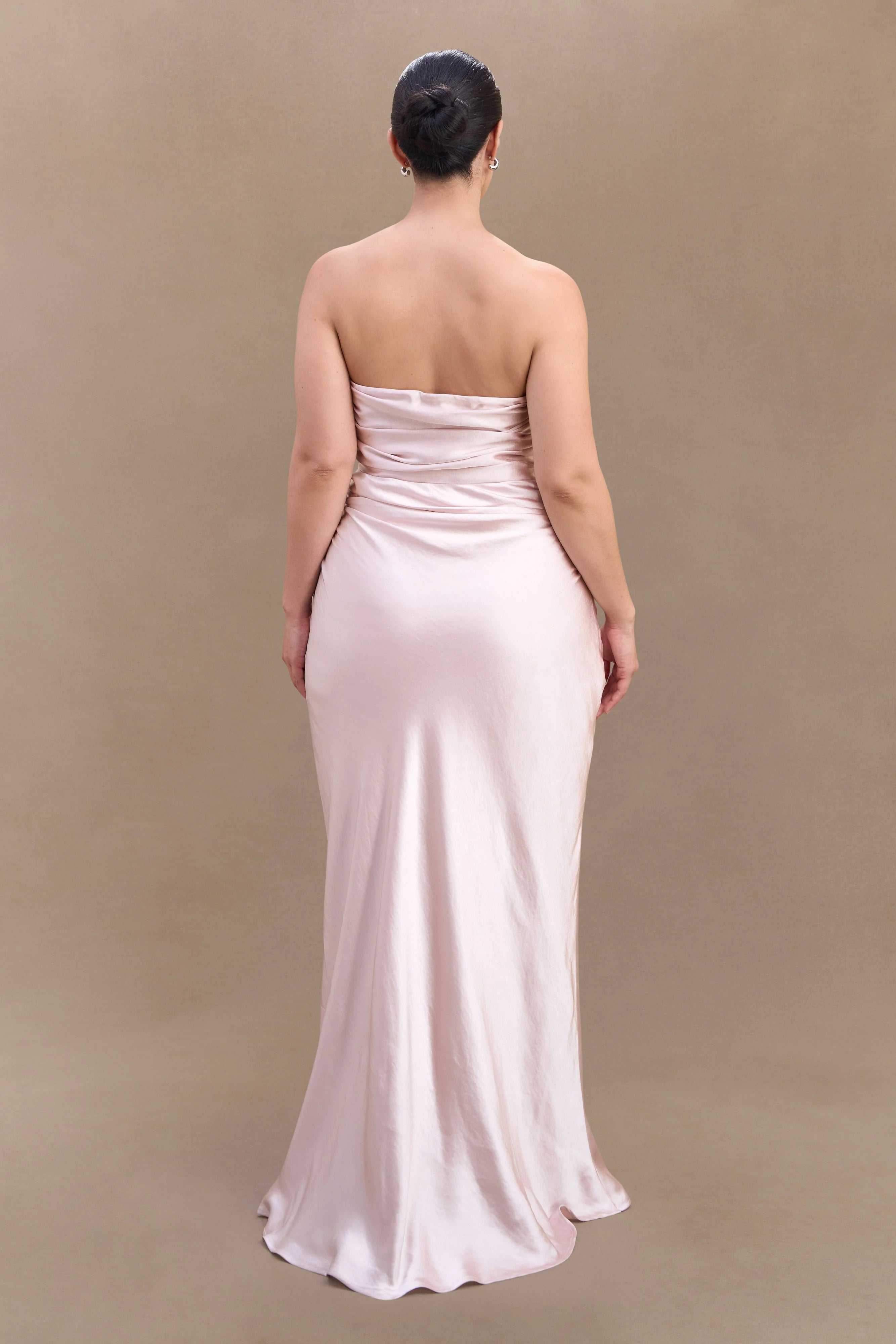 Cedar Strapless Satin Maxi Dress - Soft Pink