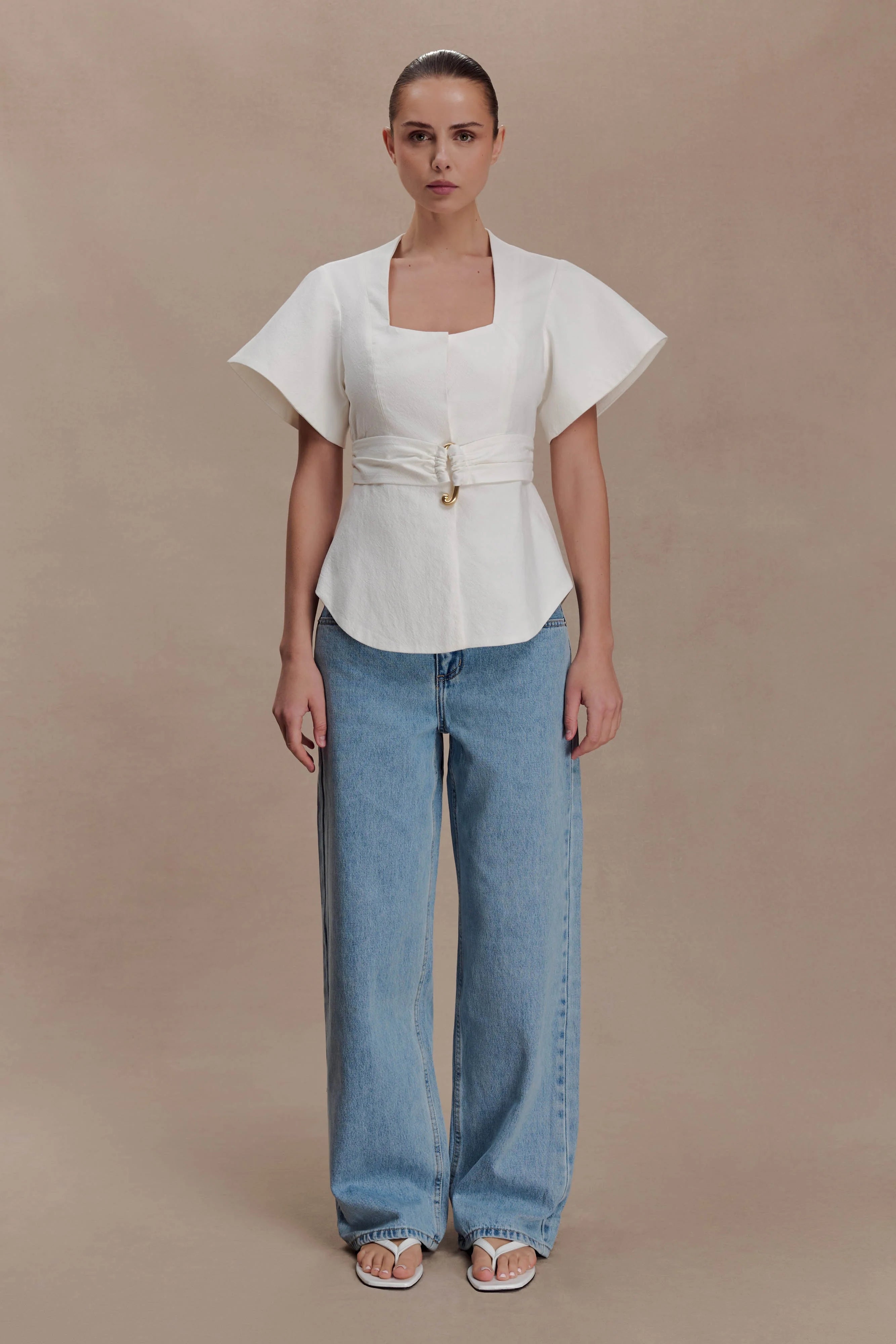 Liberty Cotton Shortsleeve Top - White