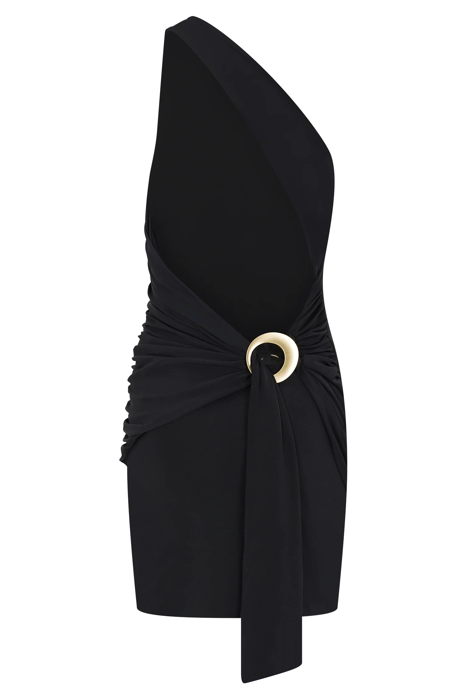 Claudette Slinky Mini Dress With Hardware - Black