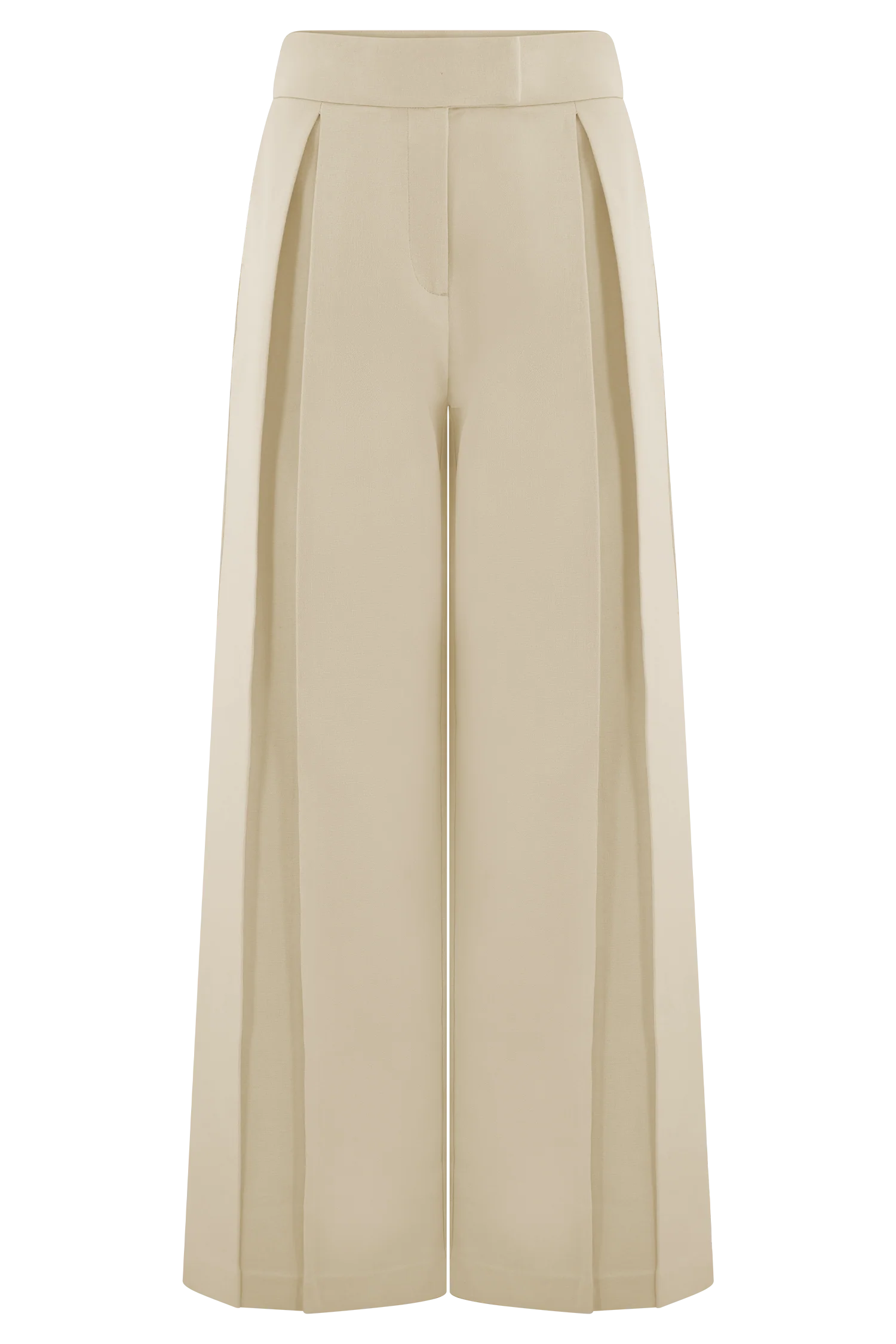 Raya Mid Rise Wide Leg Linen Pant - Natural Beige