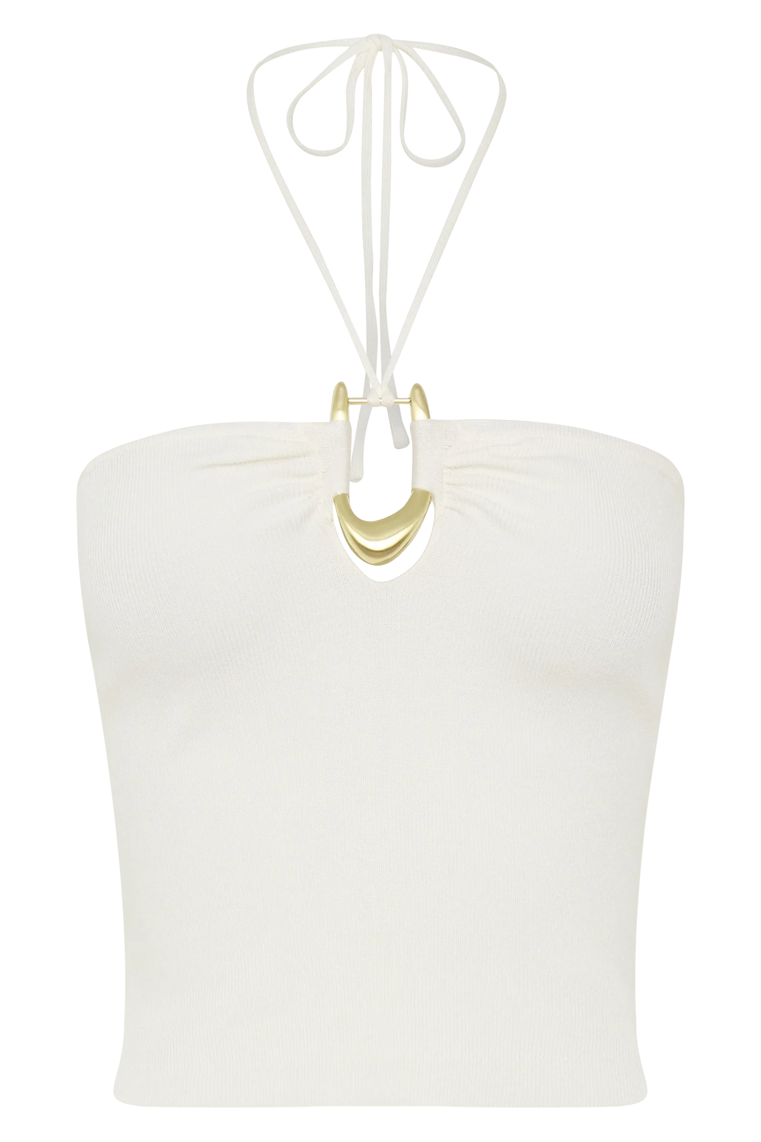 Dimitri Knit Halter Top With Hardware - Ivory