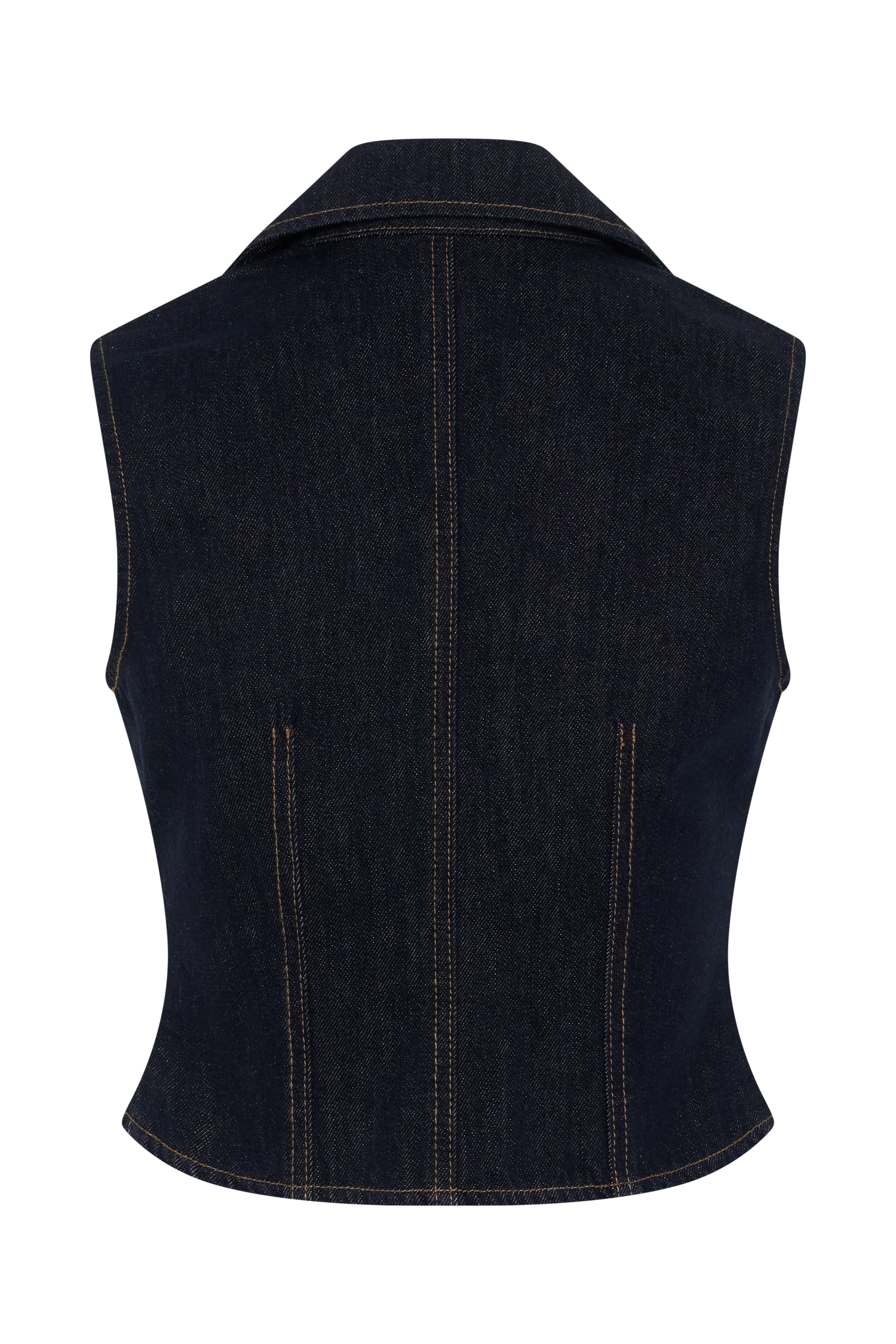 Shona Denim Vest With Decorative Buttons - Washed Indigo Blue