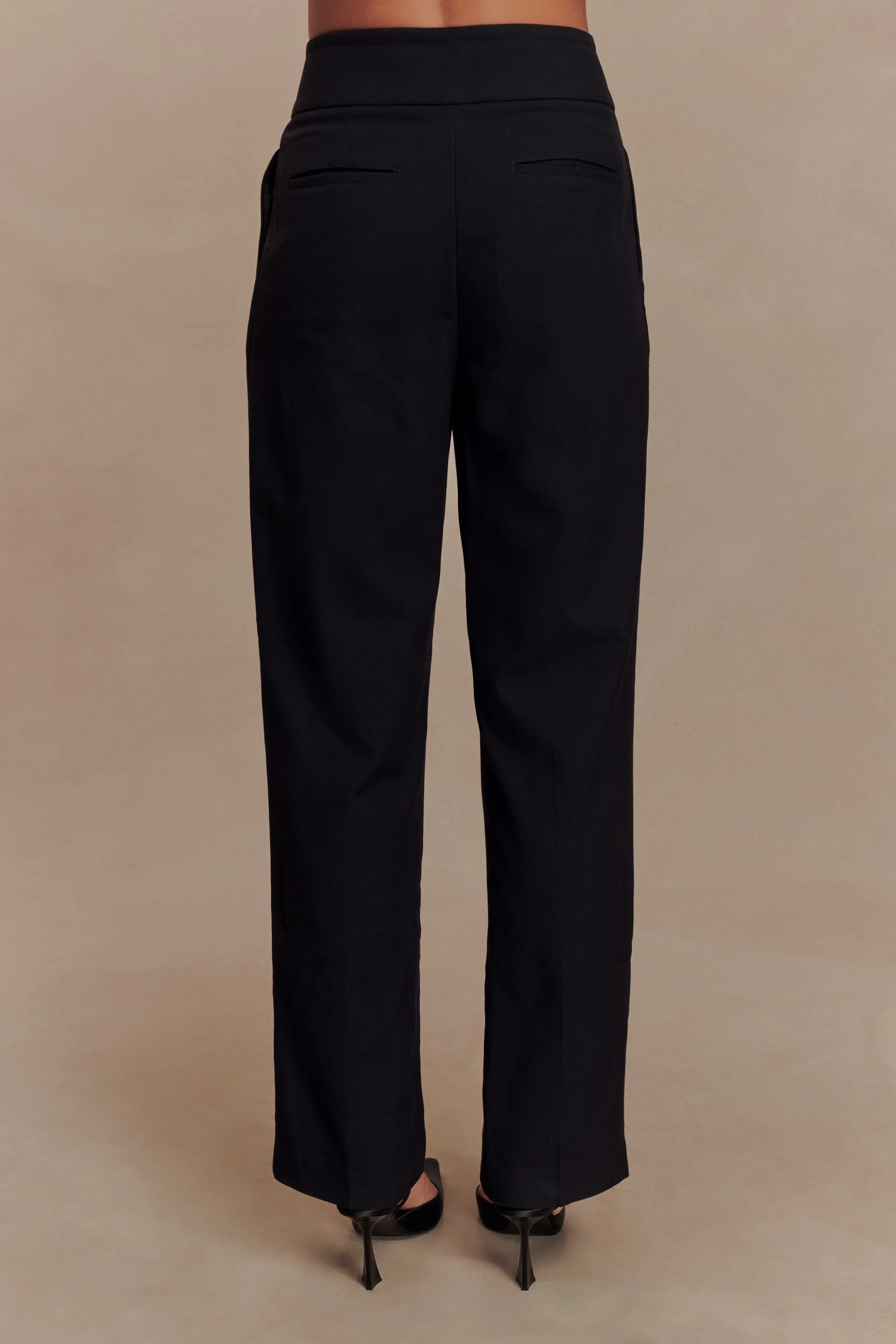 Penelope Pleated High Waisted Pants - Black