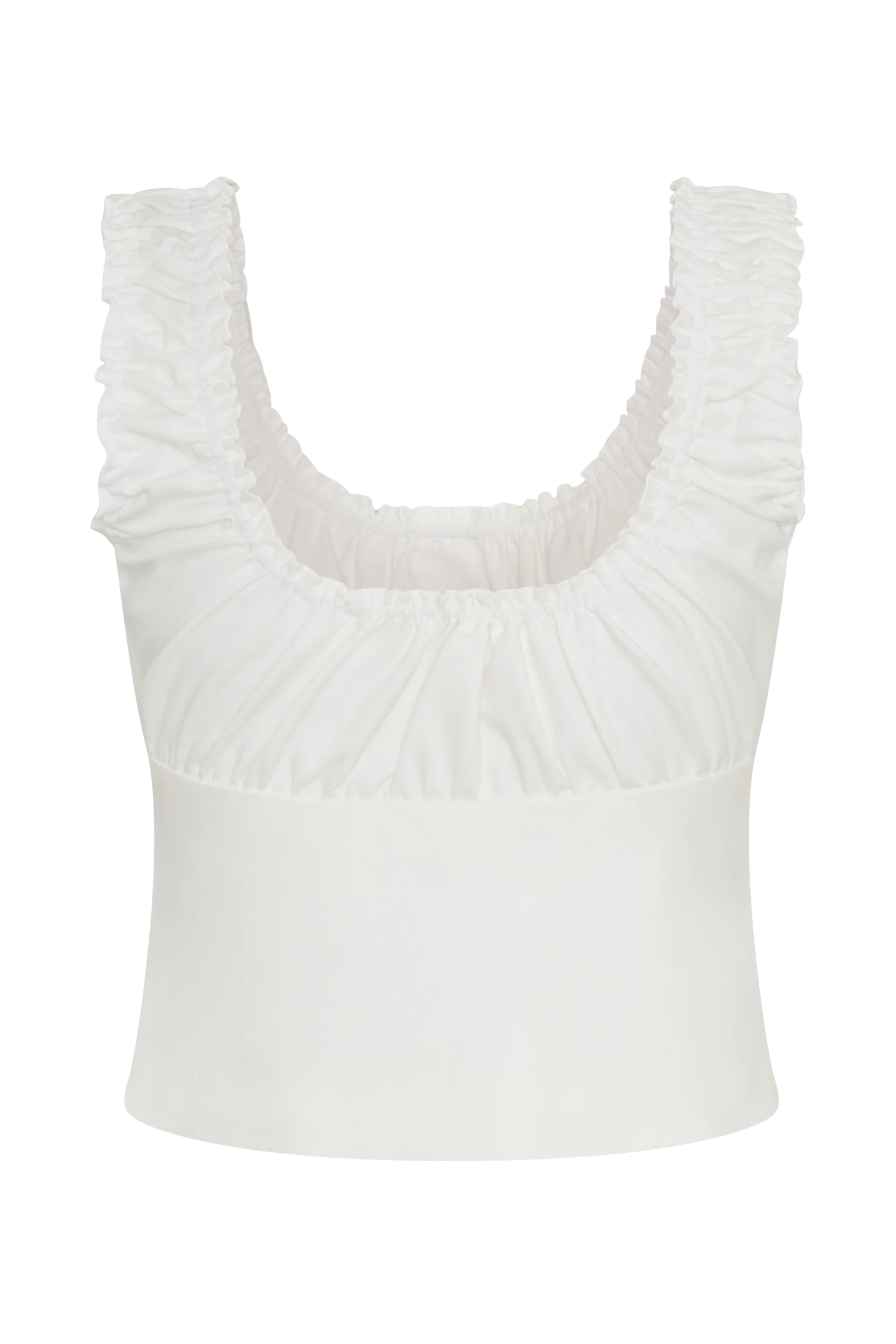 Ines Sleeveless Ruched Top - White