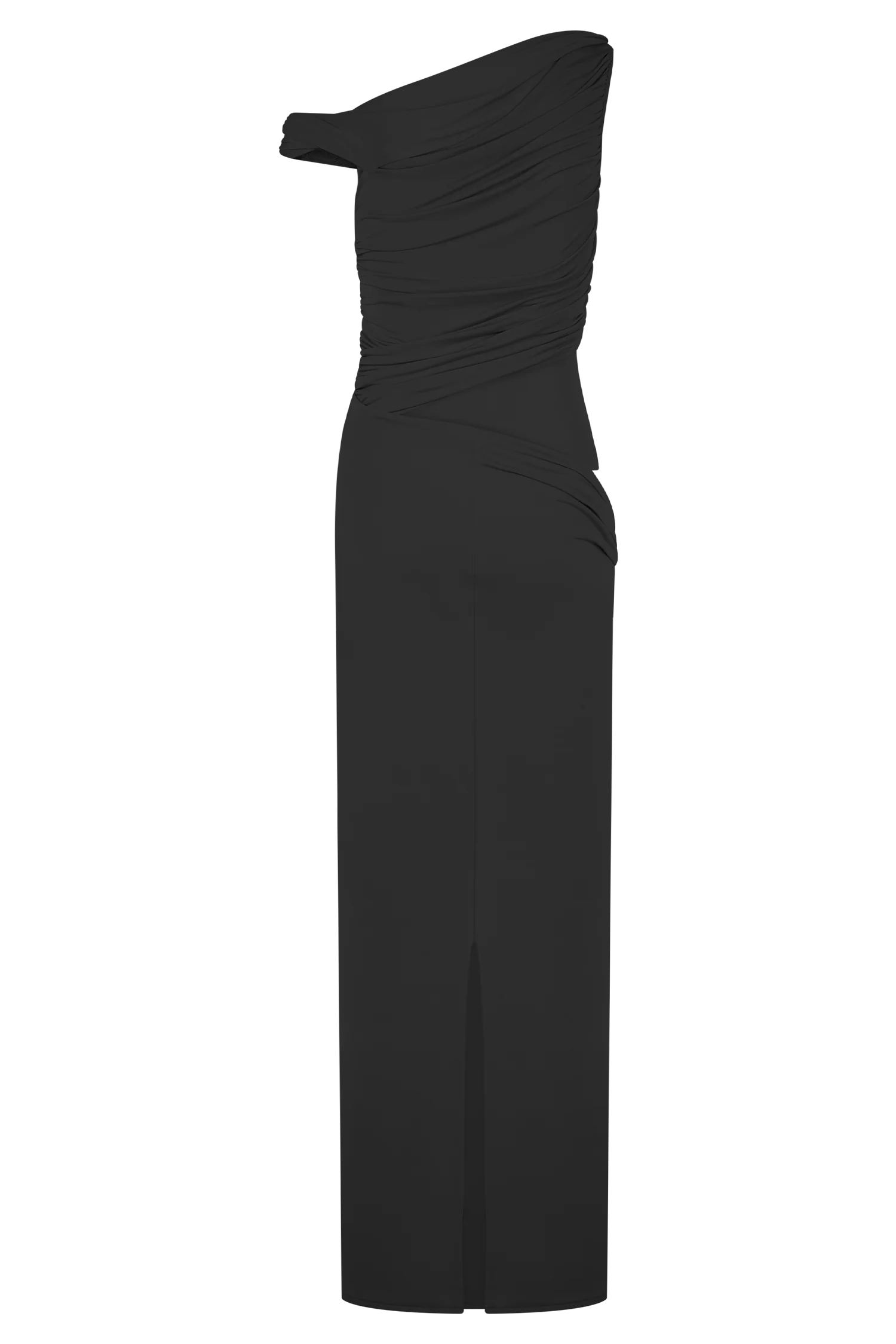 Callen One Shoulder Slinky Maxi Dress - Black
