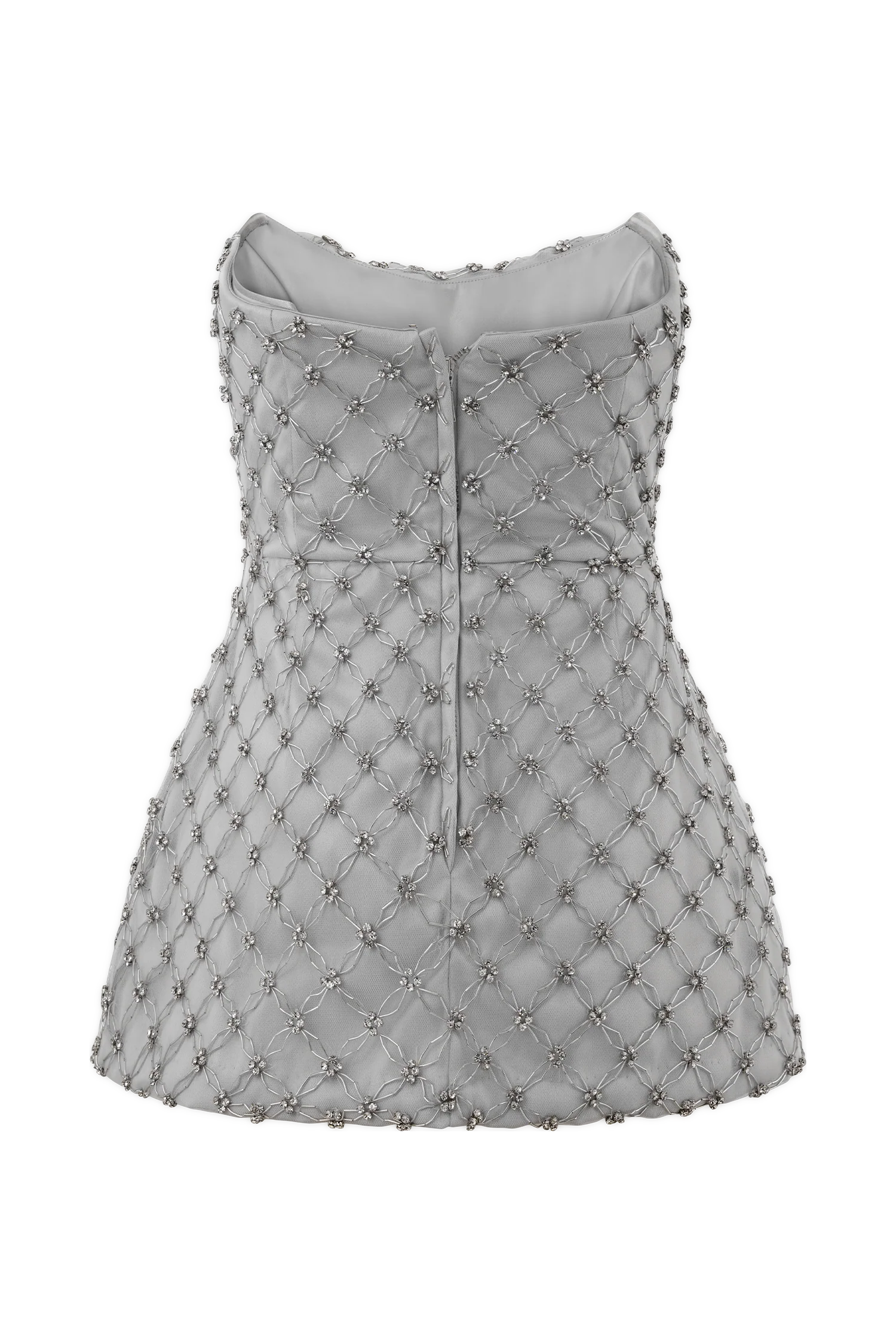 Zuri Hand Beaded Embellished Peplum Corset - Silver