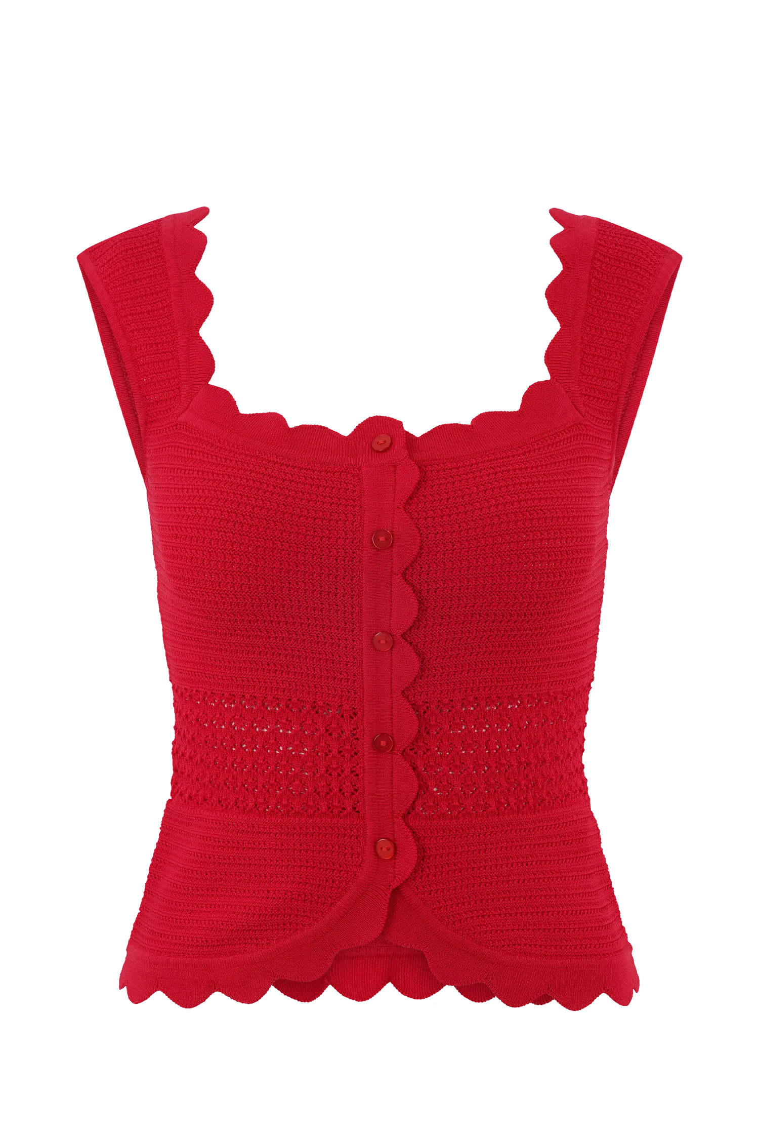 Madeline Scallop Knit Top - Red