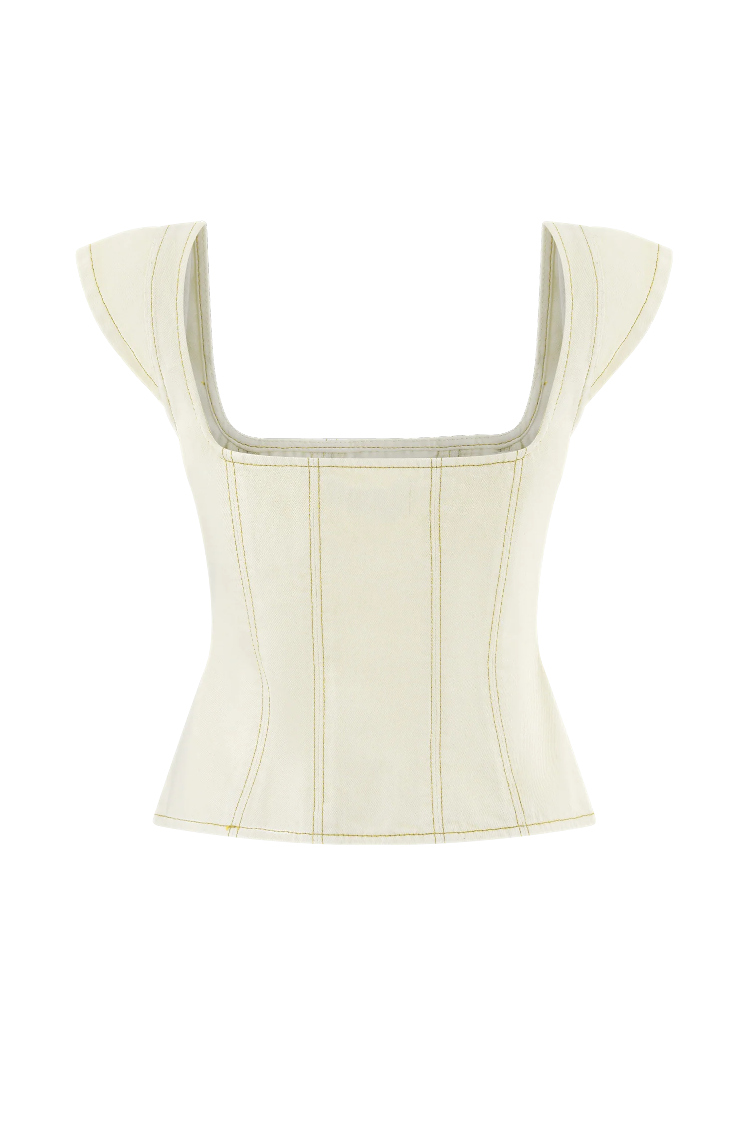 Loretta Cap Sleeve Denim Top - Ecru