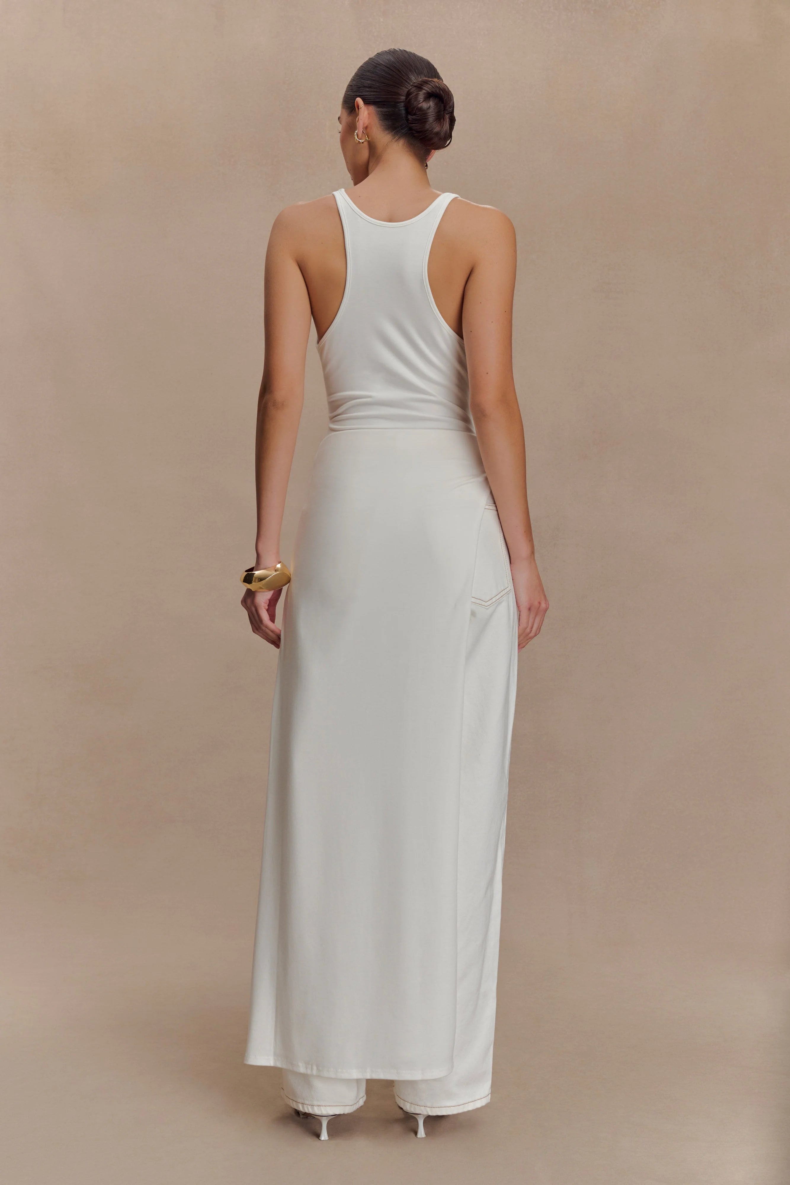 Ellerie Longline Racerback Top - White