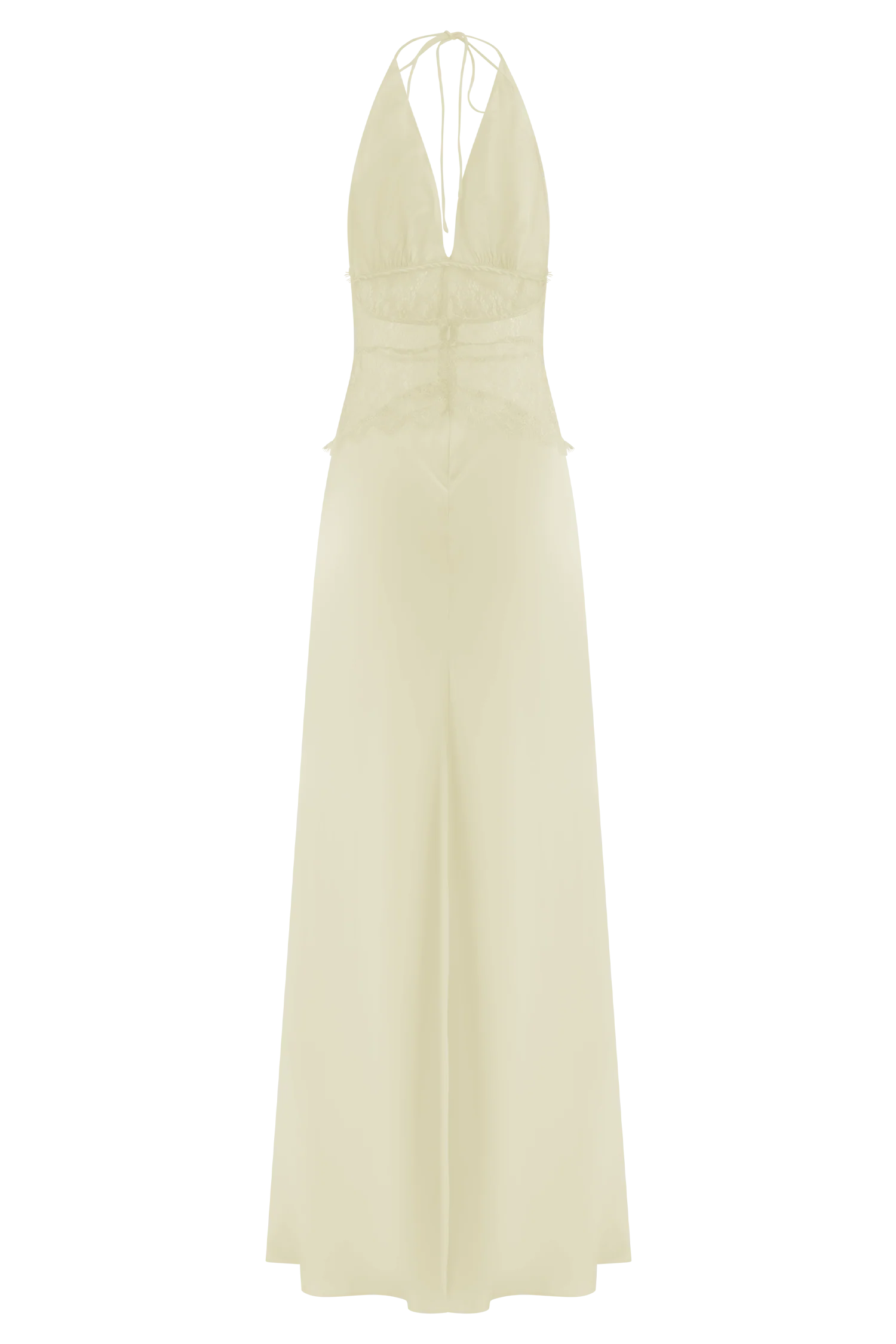 Dinah Lace And Satin Maxi Dress - Lemon