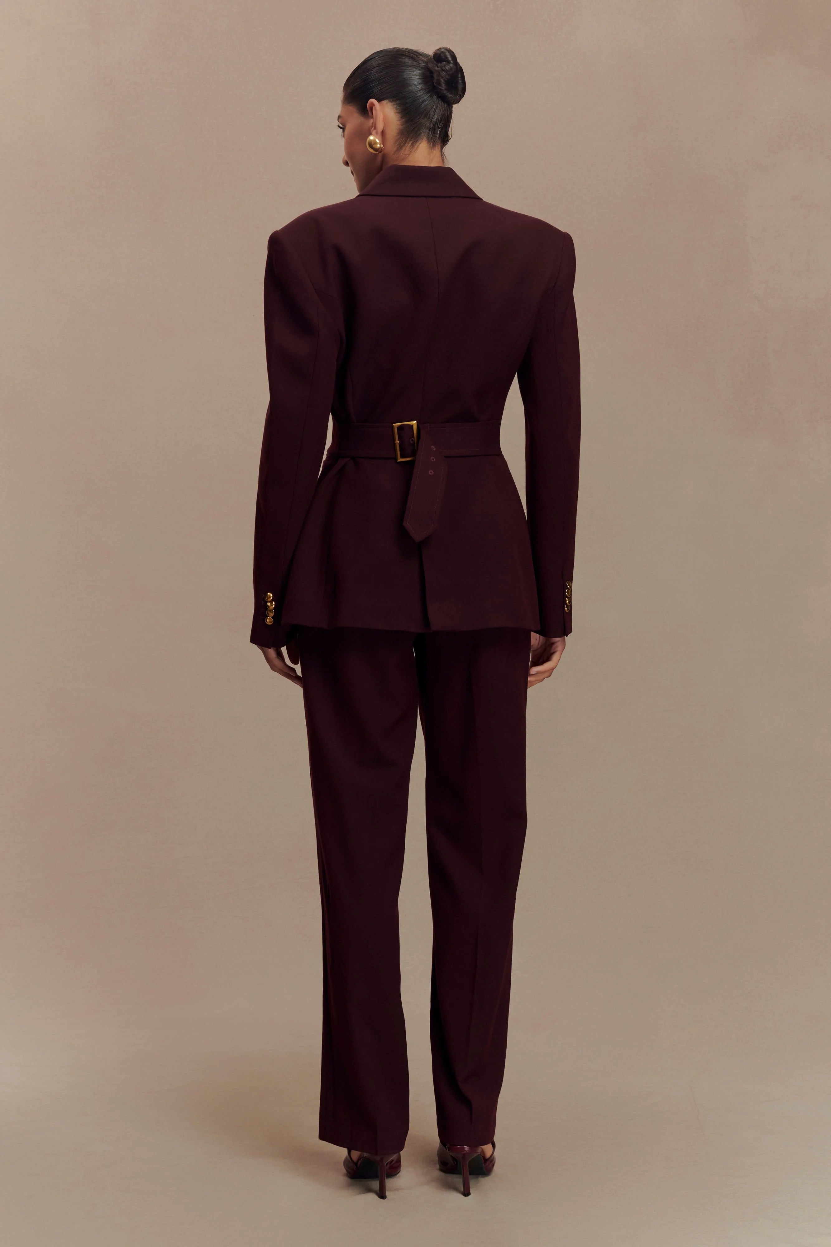 Penelope Pleated High Waisted Pants - Mahogany