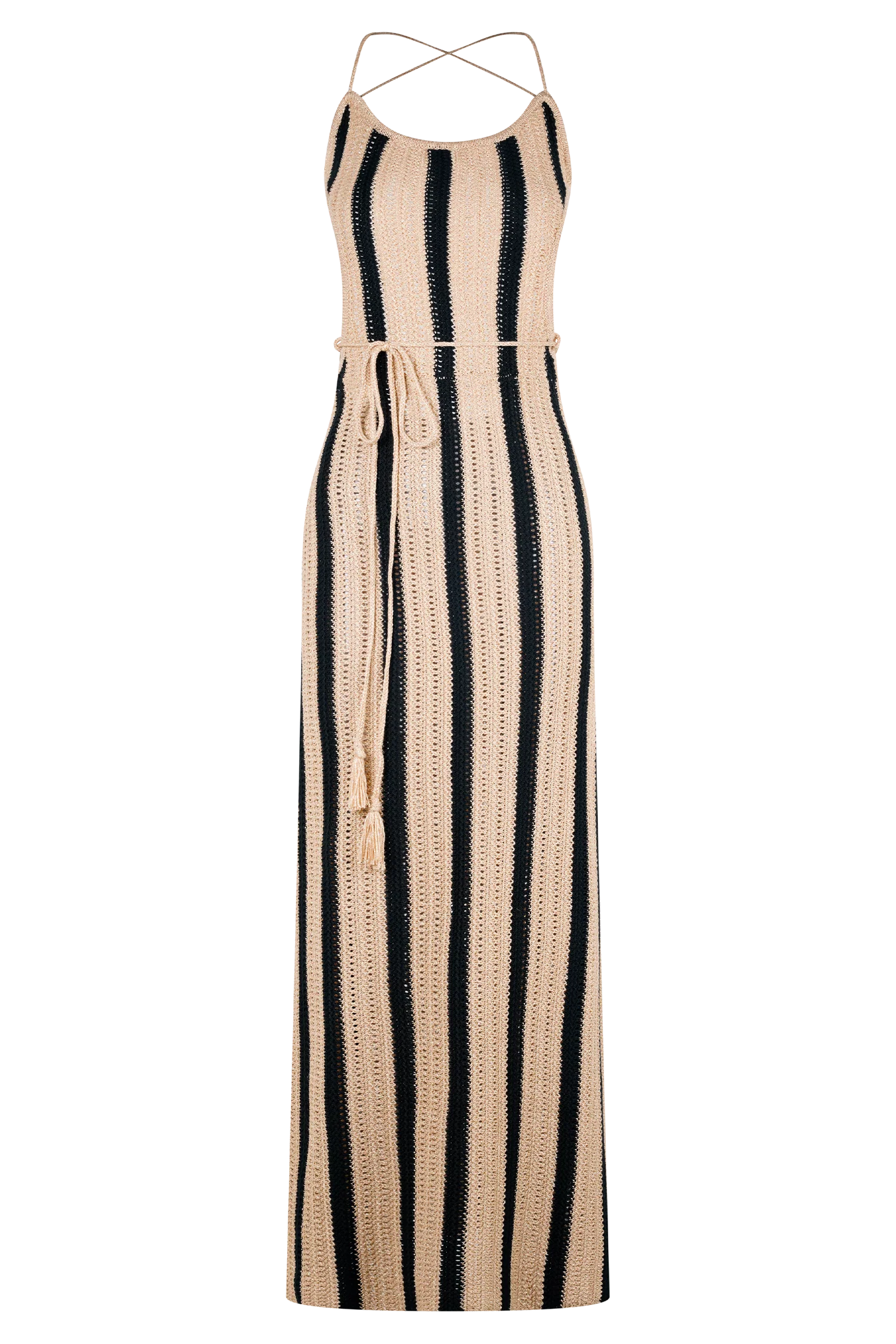 Shepherd Crochet Halter Maxi Dress - Gold/Black