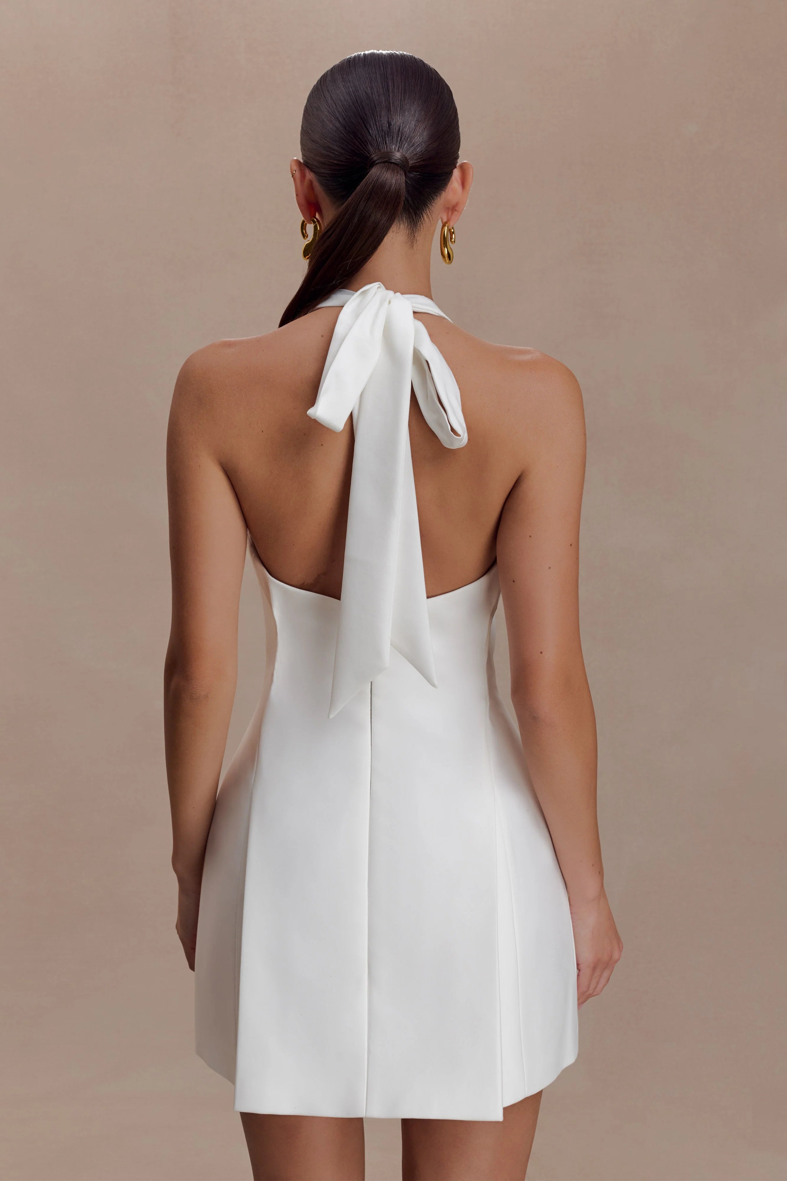 Nelly Halter Neck Cotton Mini Dress - White