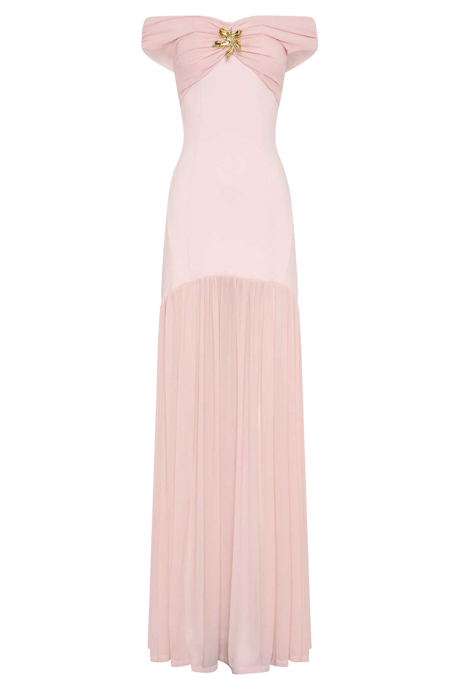 Kellie Off Shoulder Crepe Maxi Dress - Blush Pink