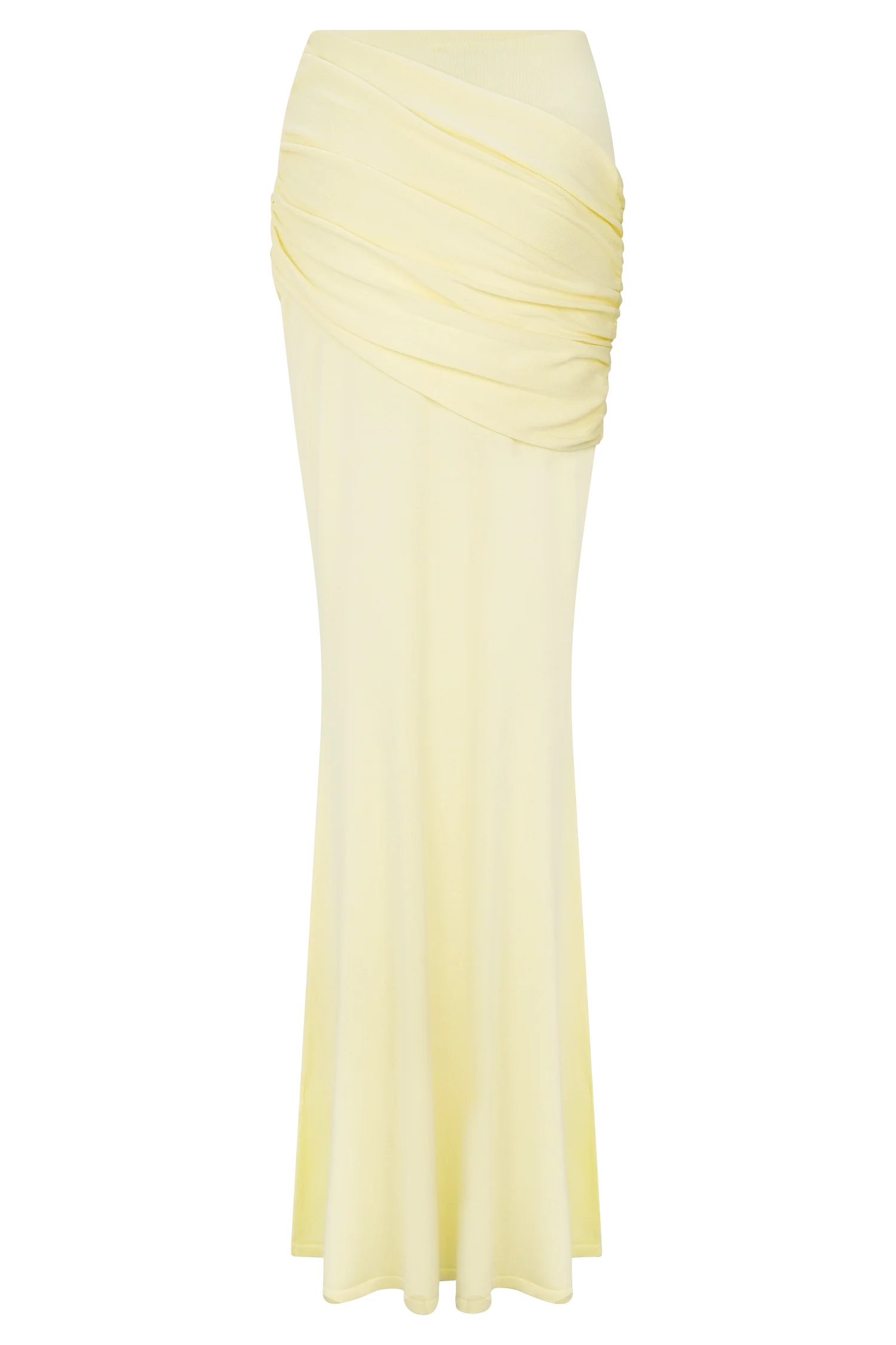 Irene Gathered Knit Maxi Skirt - Lemon