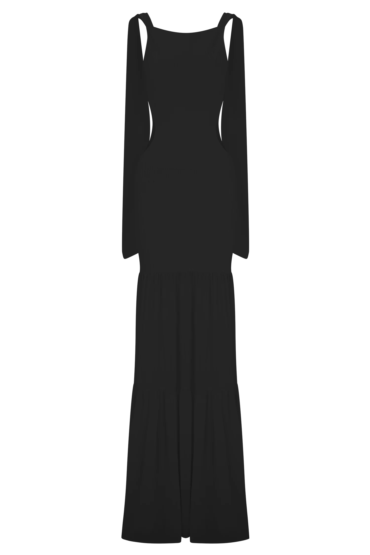 Haille Knit Chiffon Maxi Dress - Black