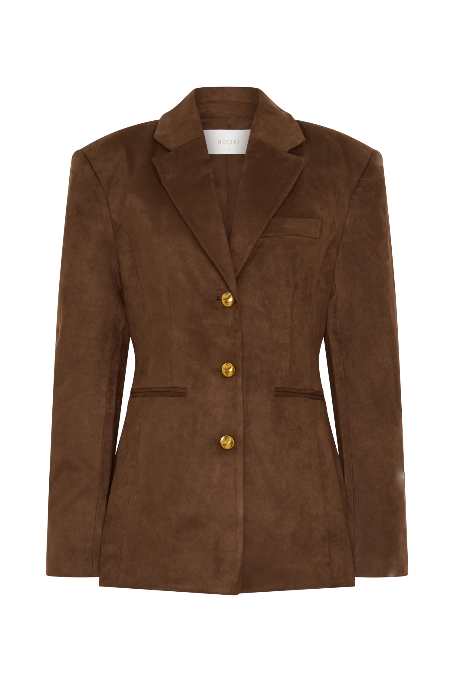 Sally Faux Suede Cinched Blazer - Milk Chocolate